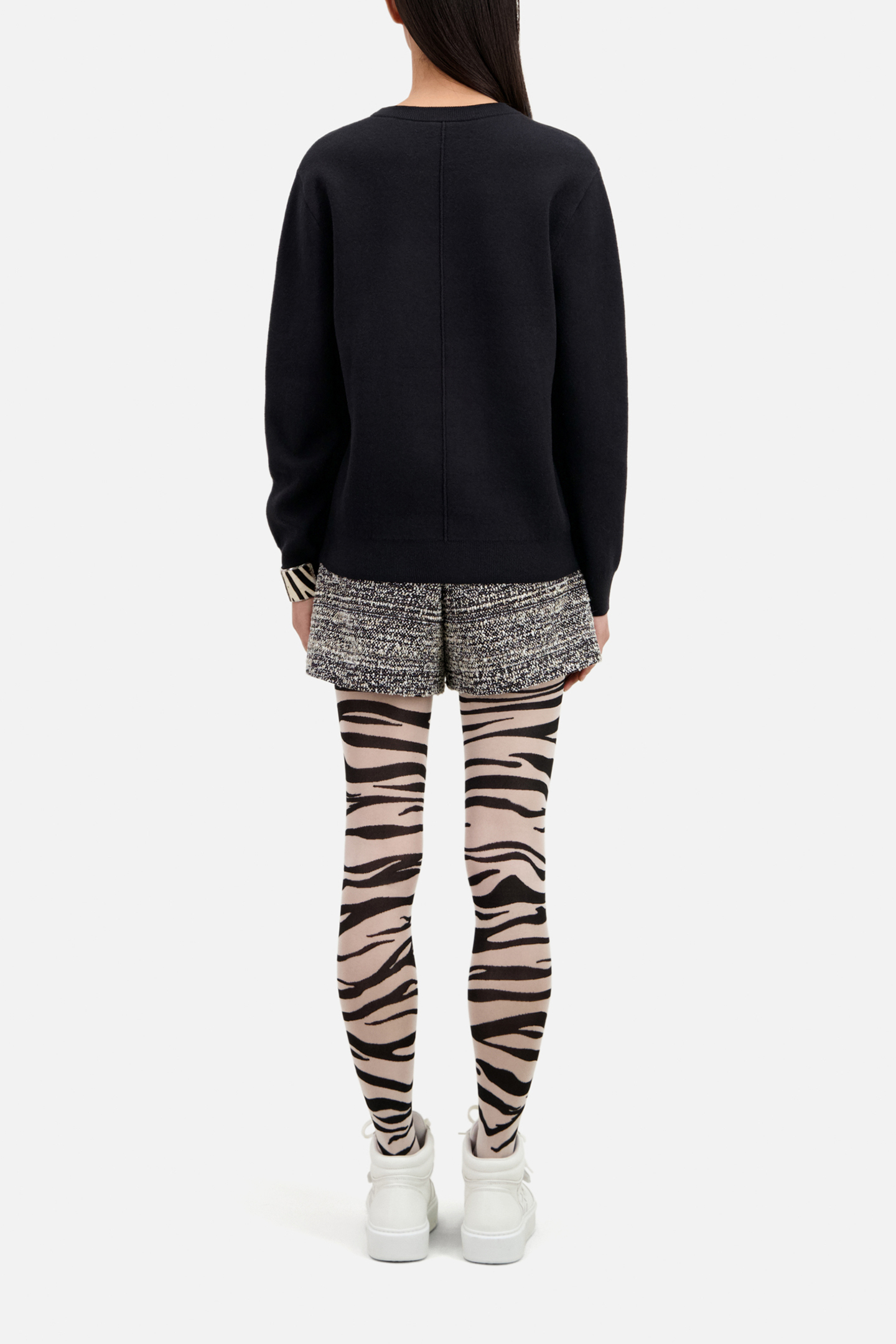 PULL COL ROND JACQUARD SACRED HEART BLACK WHITE 3