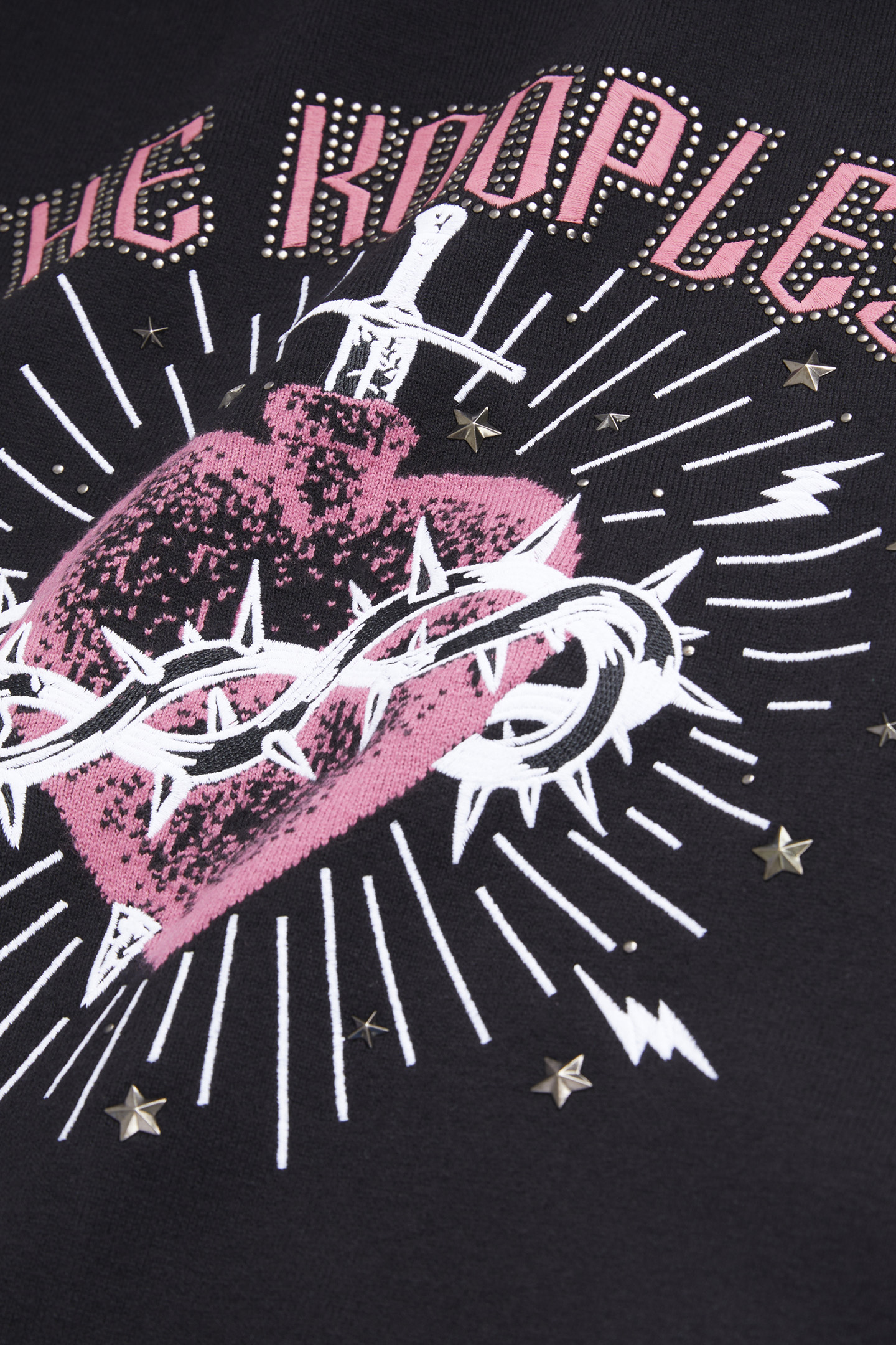 PULL COL ROND JACQUARD SACRED HEART BLACK WHITE 5