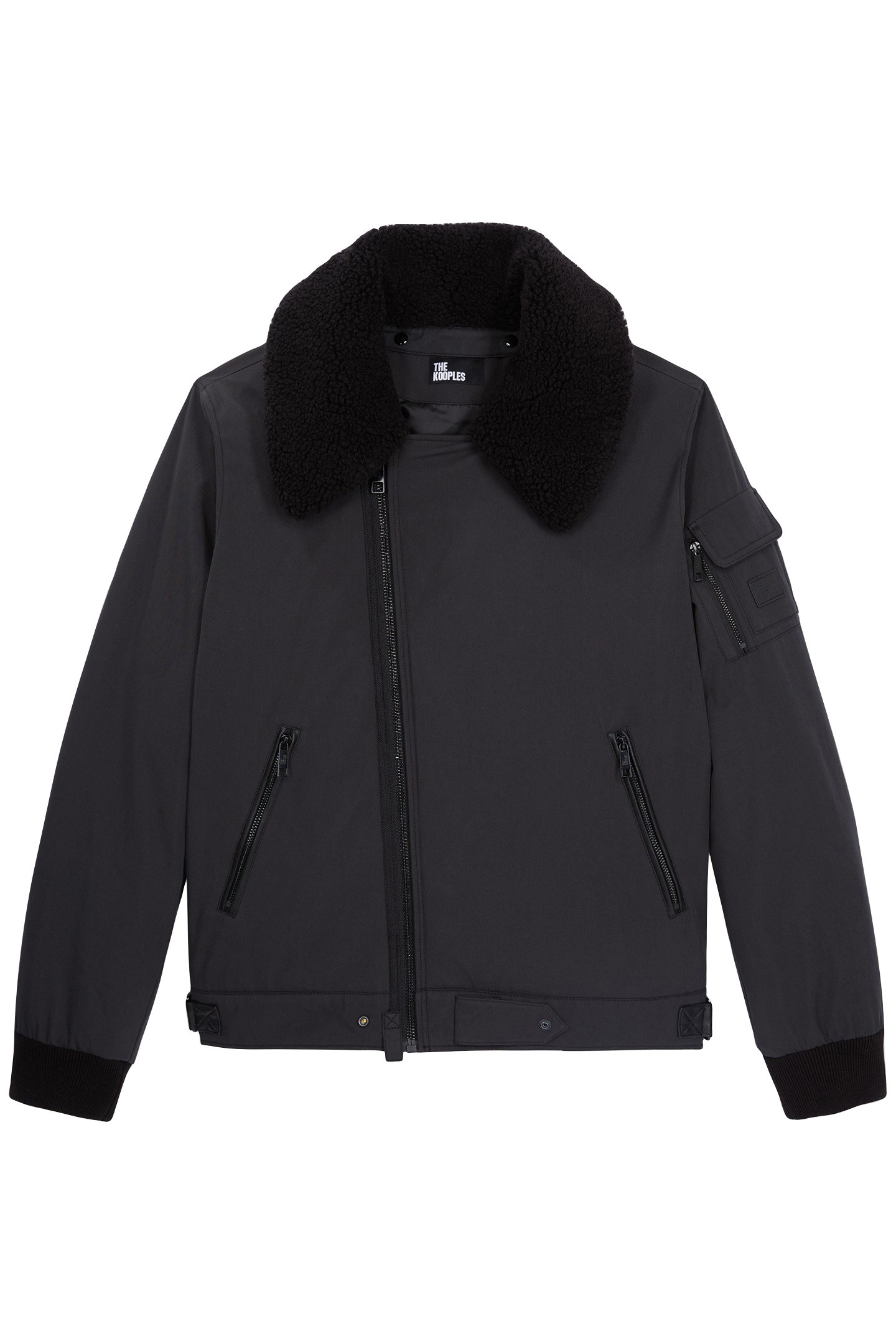 BOMBER JACKET WITH FAUX FUR COLLAR BLACK 1