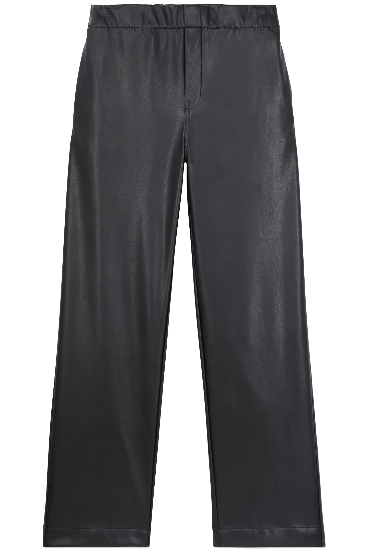 VEGAN LEATHER WIDE PANTS BLACK 3