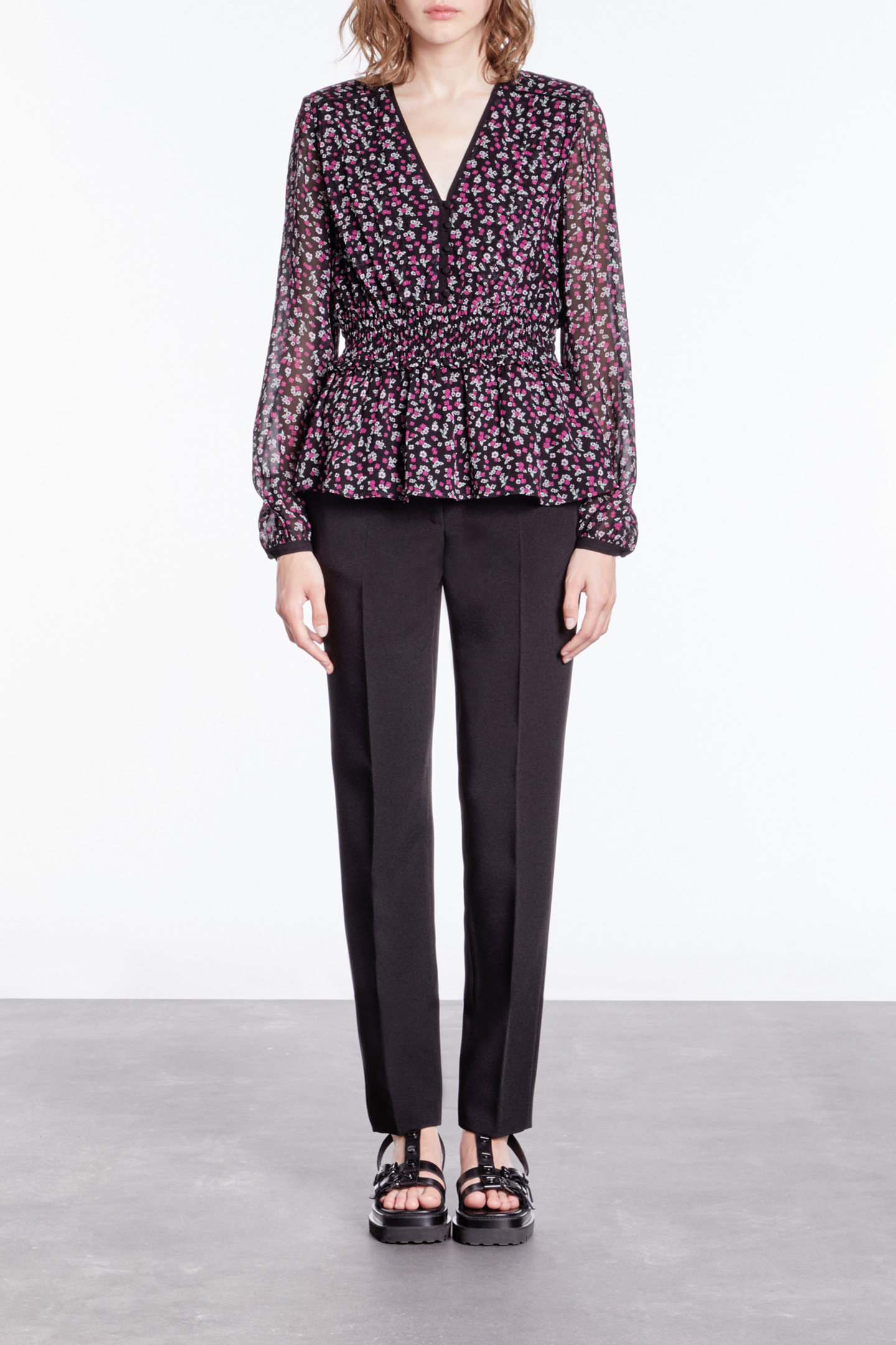 3/4 SLEEVE TOP BLACK/PINK 2