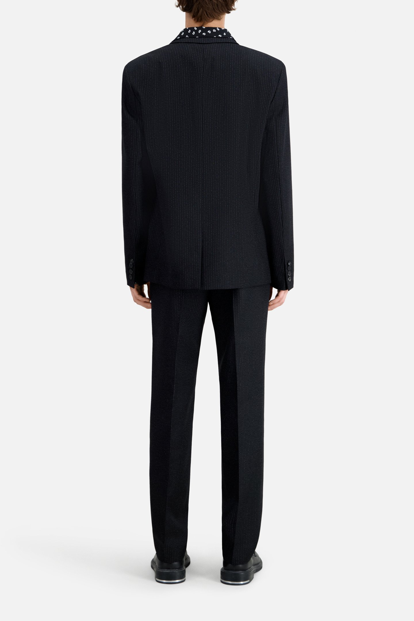 STRAIGHT-FIT STRIPED SUIT JACKET BLACK-ECRU 3