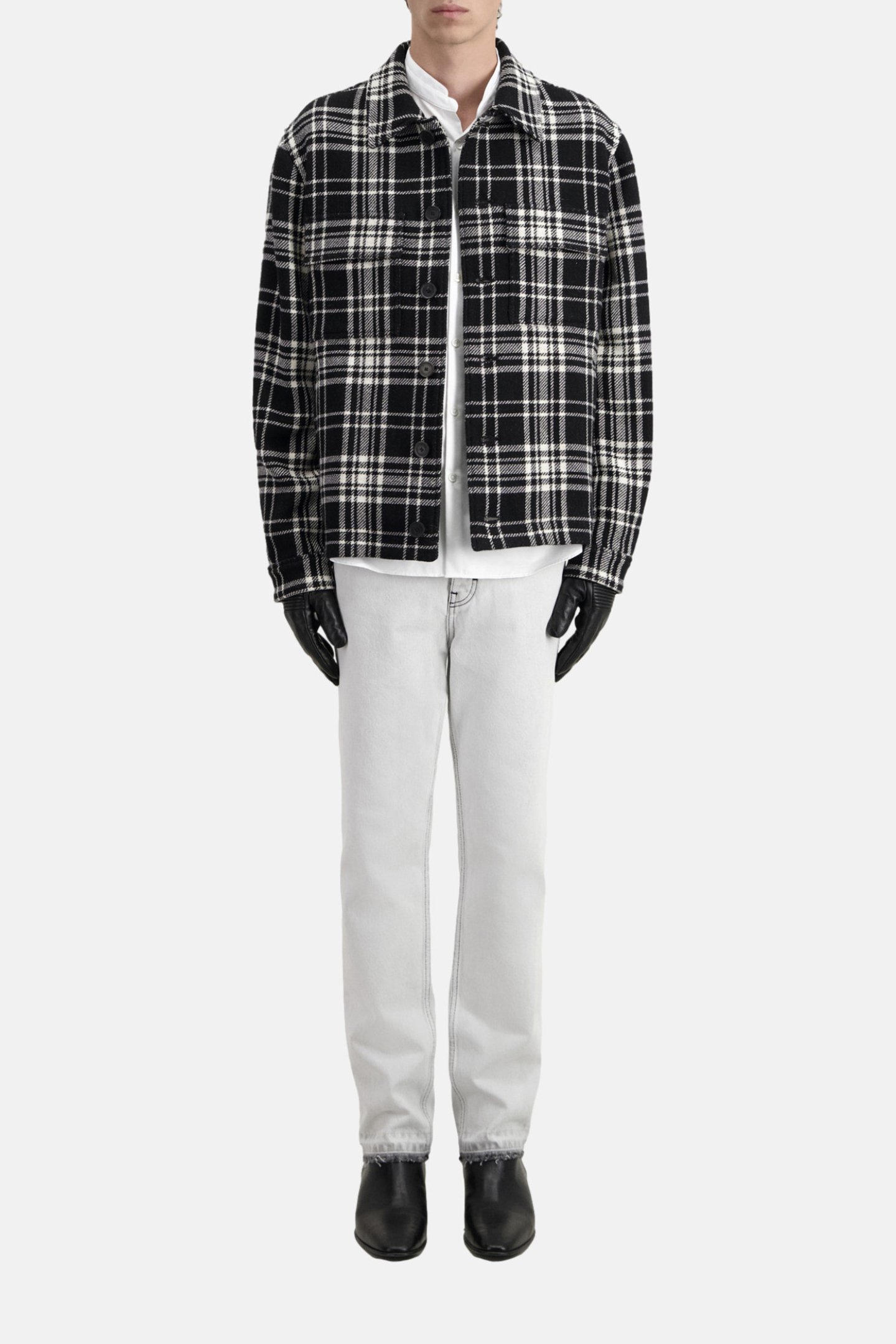 UNLINED OVERSHIRT JACKET BLACK WHITE 3