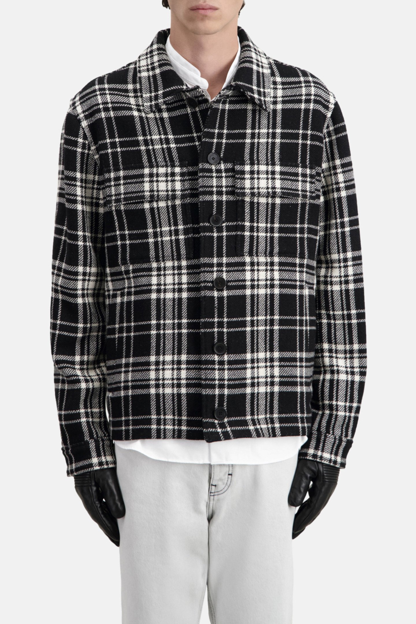 UNLINED OVERSHIRT JACKET BLACK WHITE 1