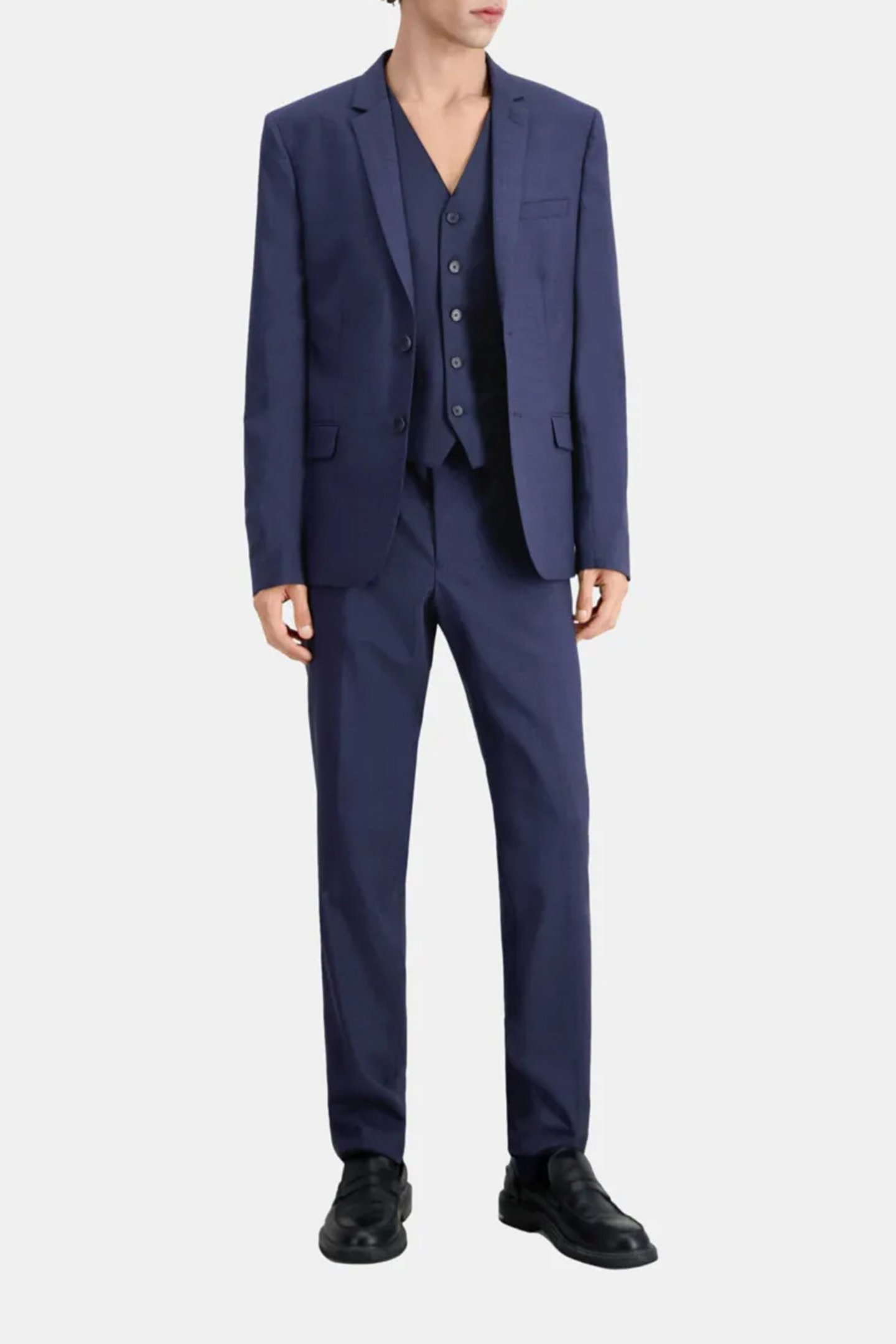 FITTED CHECKED SUIT JACKET NAVY/BLACK 2