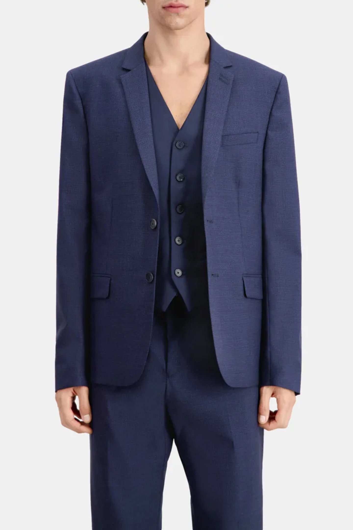 FITTED CHECKED SUIT JACKET NAVY/BLACK 1