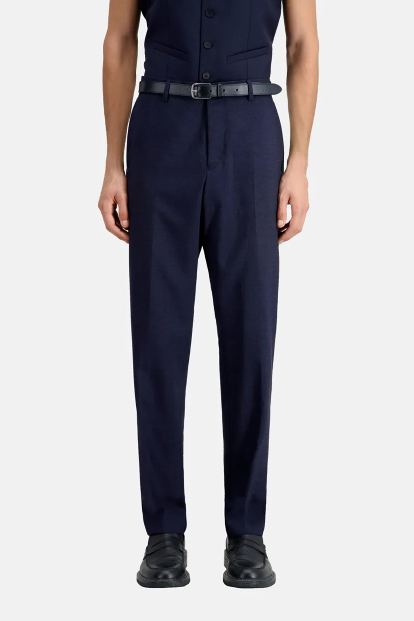 FITTED PLAID SUIT TROUSERS NAVY/BLACK 1