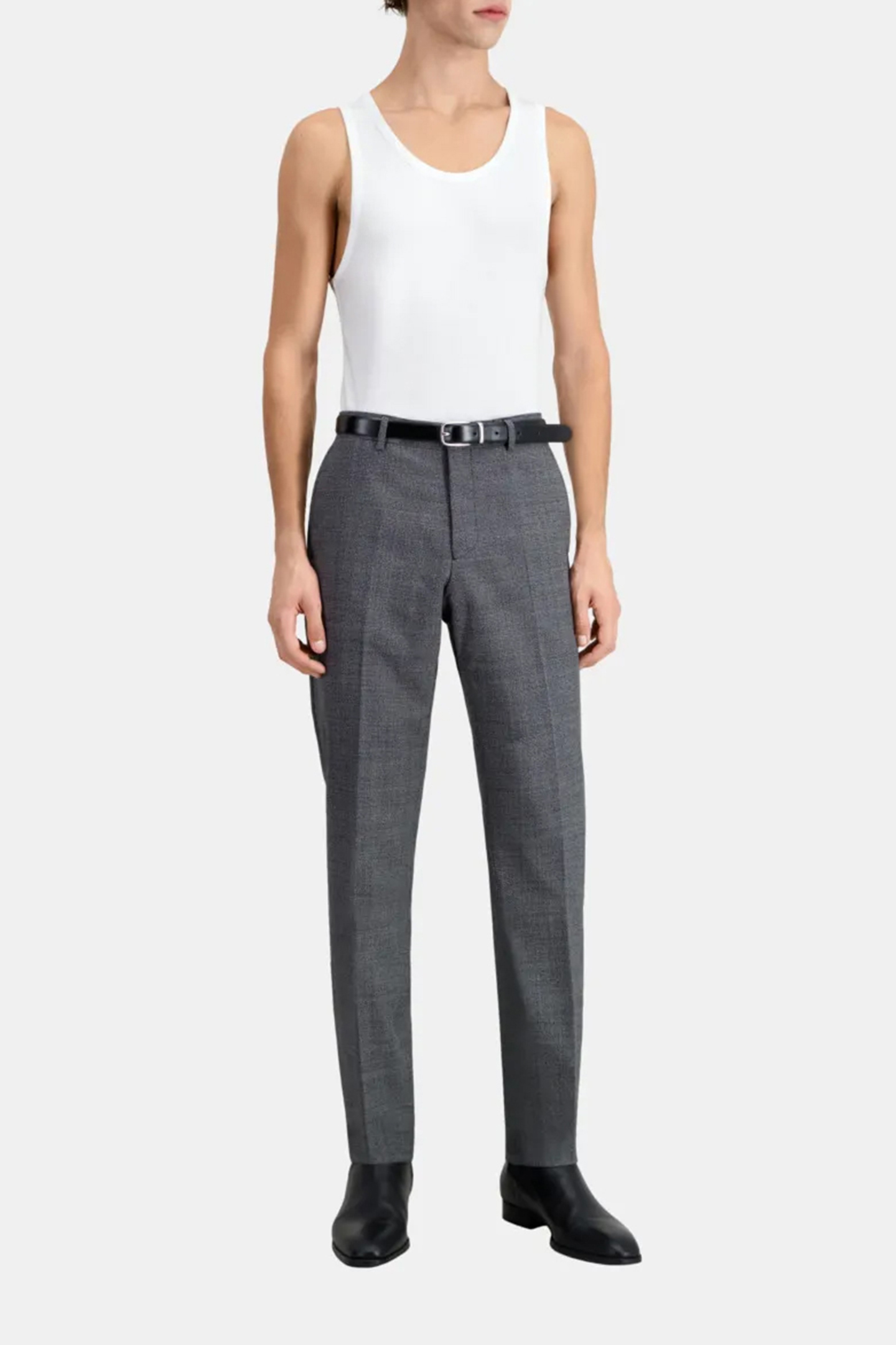 FITTED PLAID SUIT TROUSERS BLACK-ECRU 2