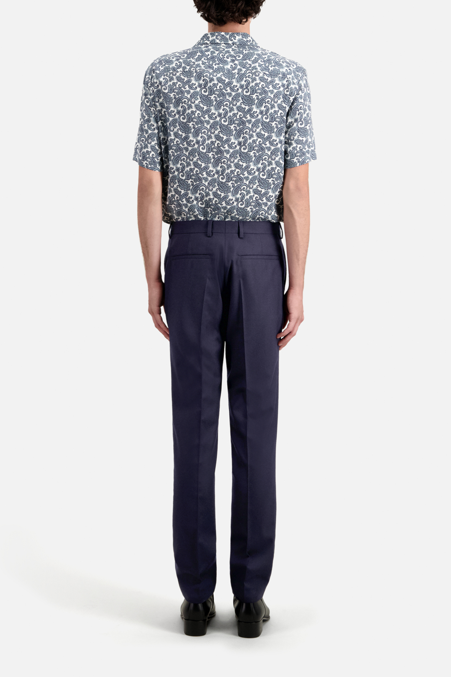 FITTED FLANNEL SUIT PANTS NAVY 2