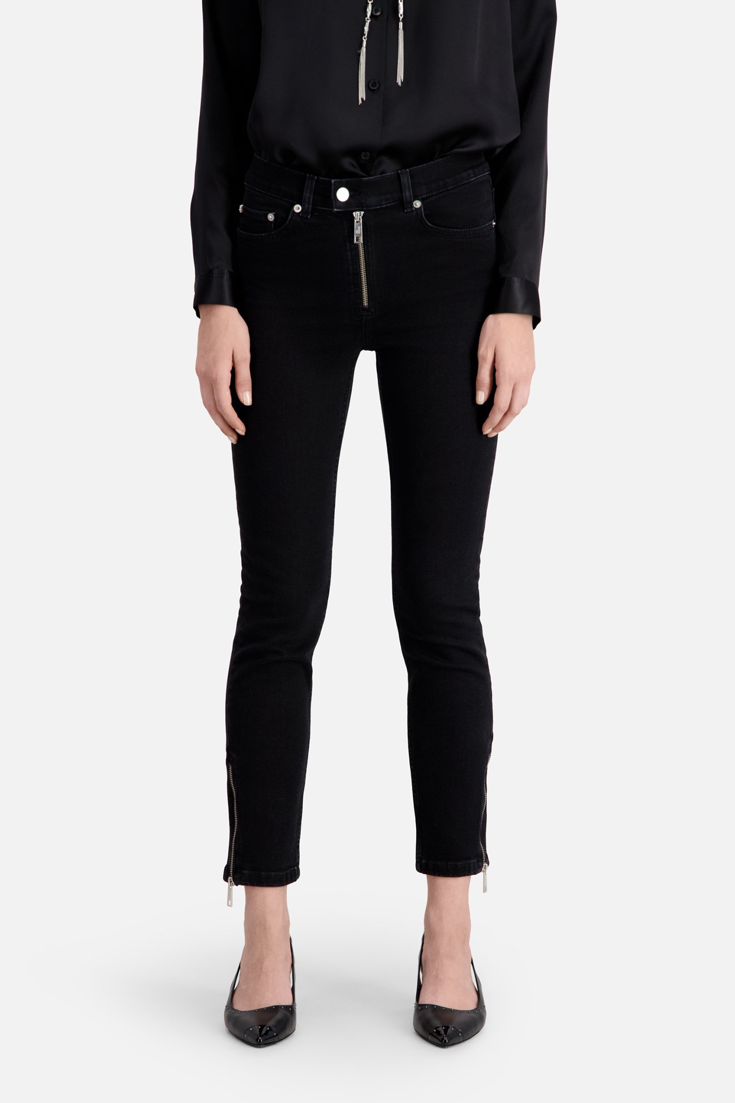 DENIM MOTORCYCLE JEANS WITH ZIPS 1