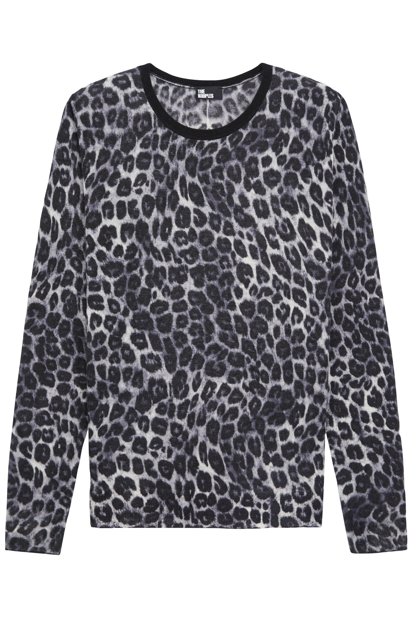 LEOPARD PRINT CASHMERE SWEATER BLACK WHITE 3