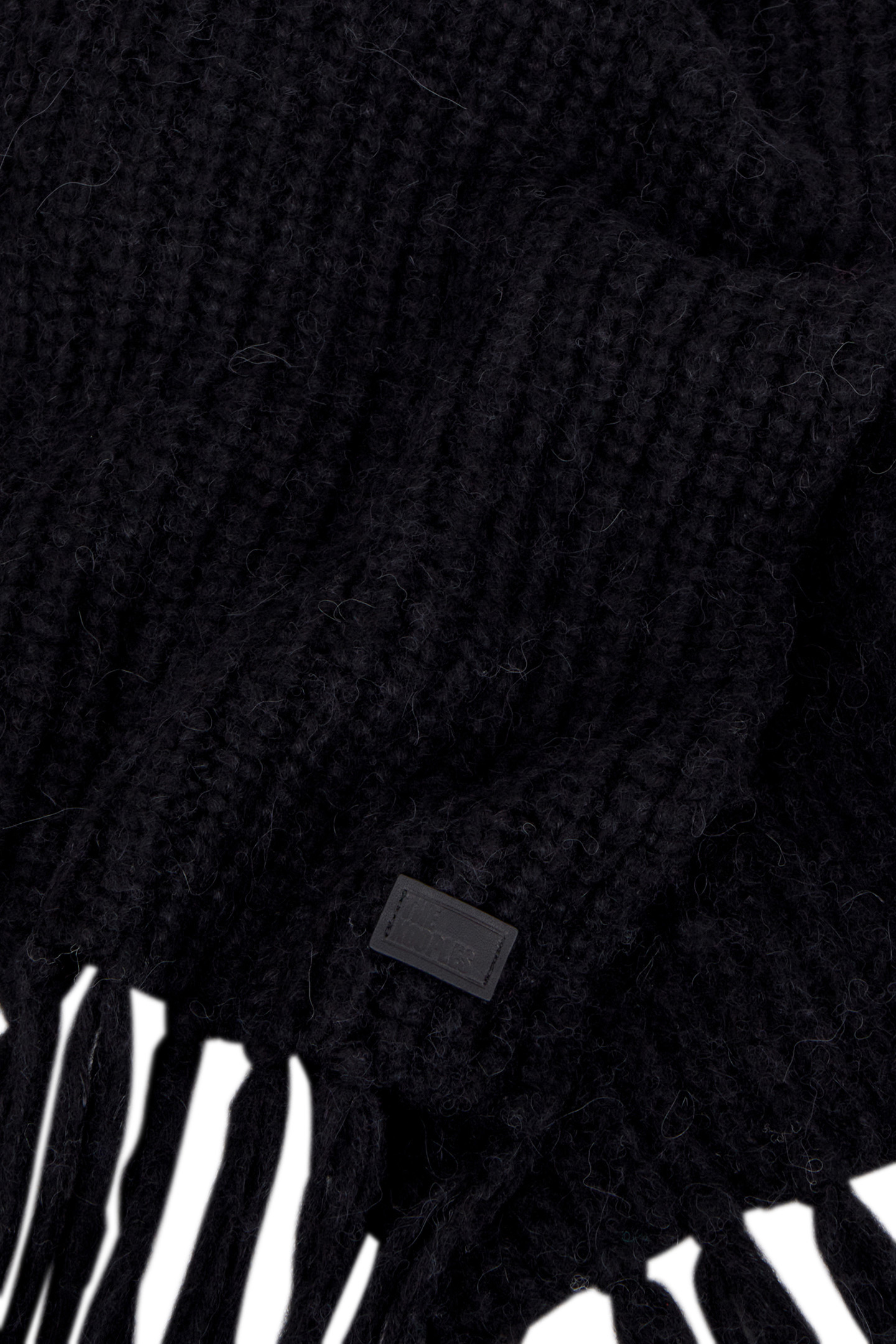 BEADED RIB SCARF WITH FRINGES BLACK 4