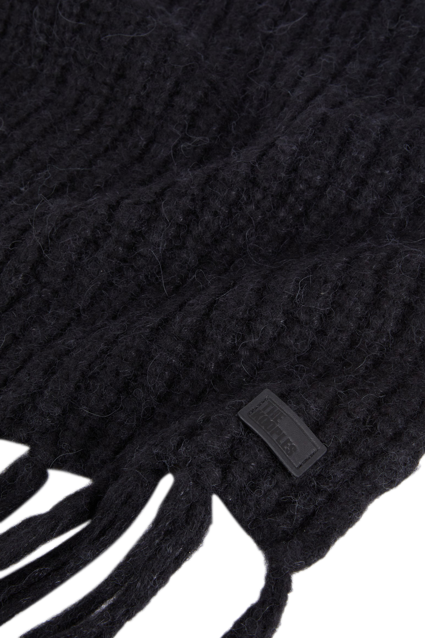 BEADED RIB SCARF WITH FRINGES BLACK 5