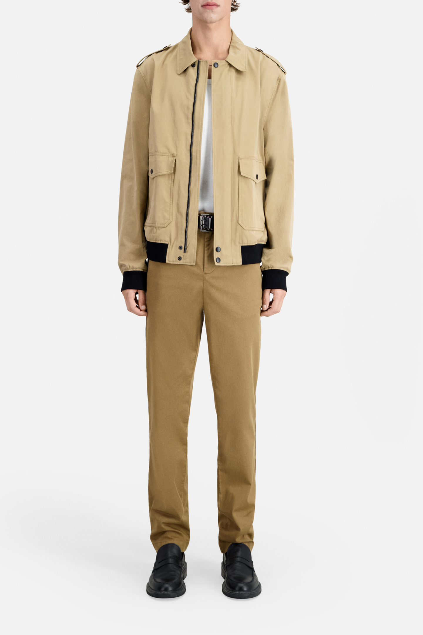 JACKET WITH COLLAR AND FRONT PATCH POCKETS BEIGE 2