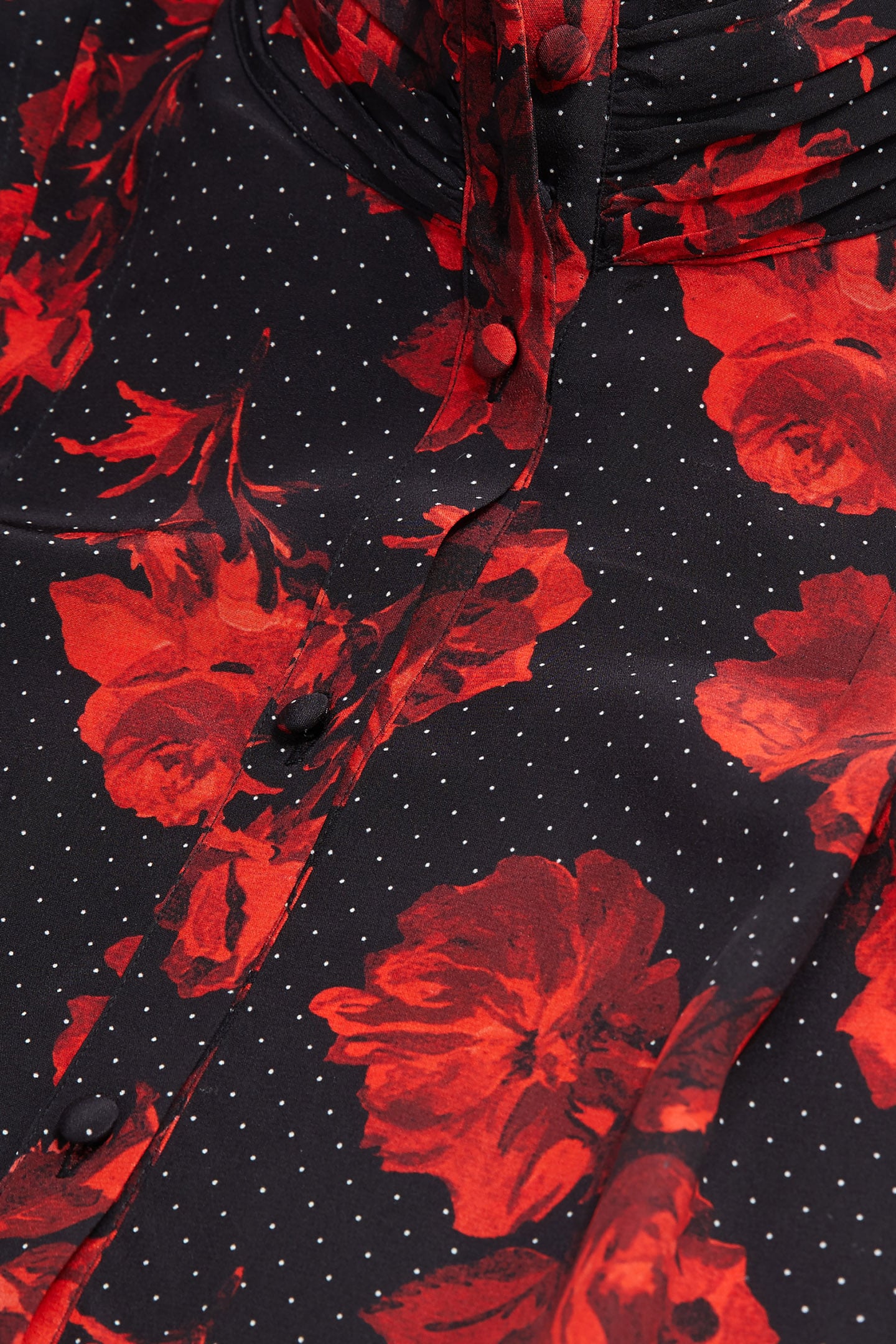 LOOSE SHIRT WITH PLEATED STAND-UP COLLAR BLACK-RED 4