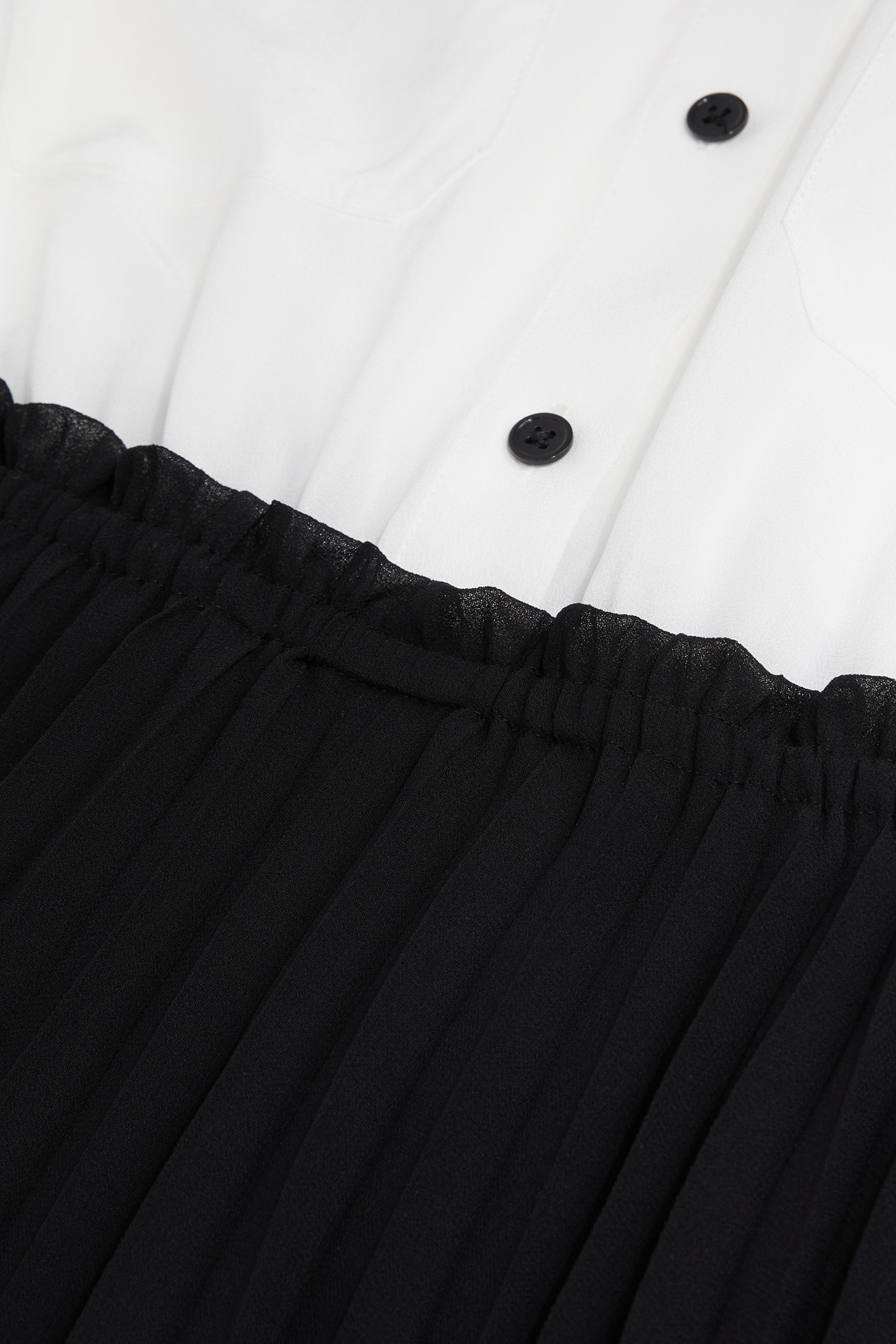 DRESS TOP SHIRT BOTTOM PLEATED SKIRT BLACK WHITE 5