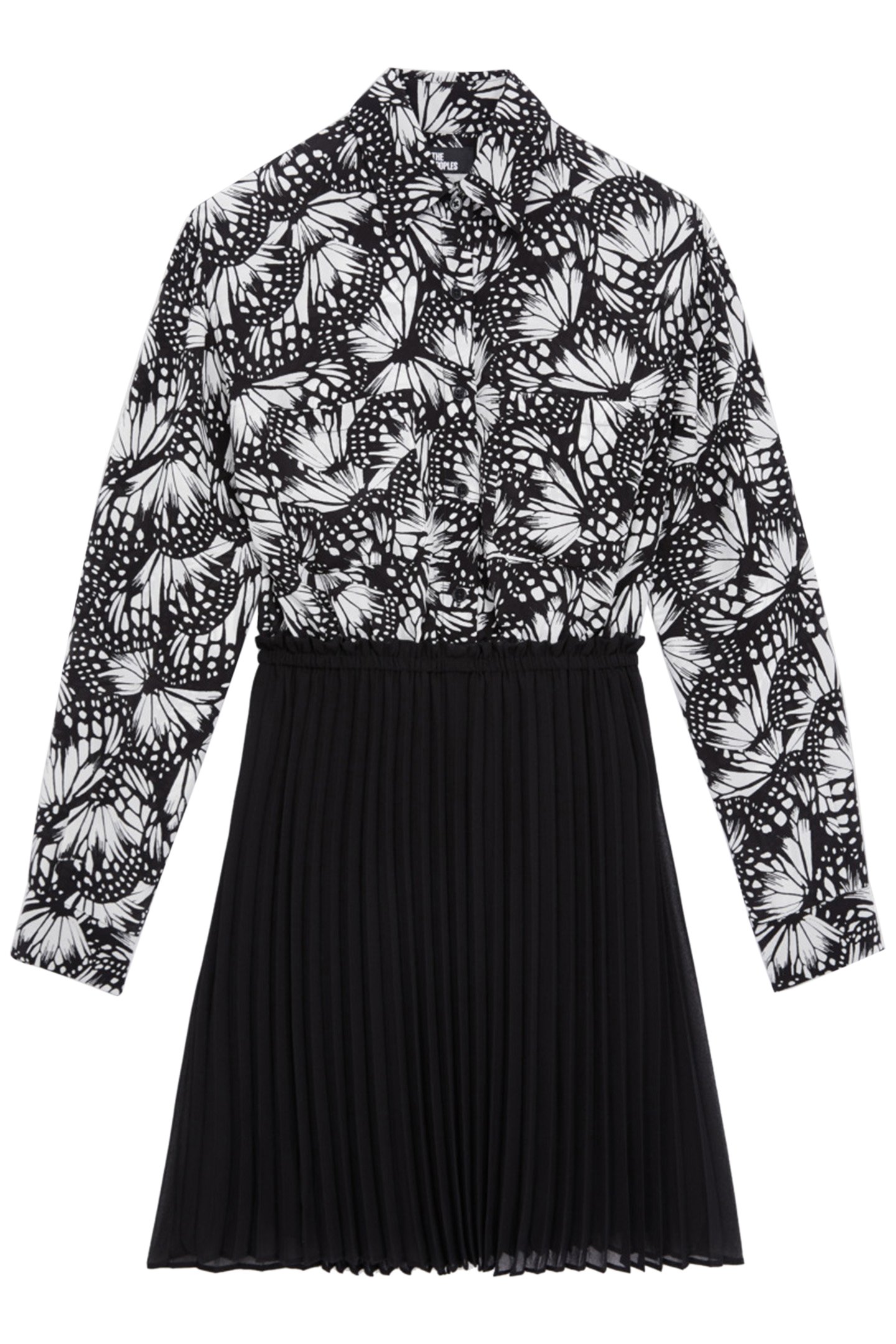 DRESS TOP SHIRT BOTTOM PLEATED SKIRT BLACK WHITE 1