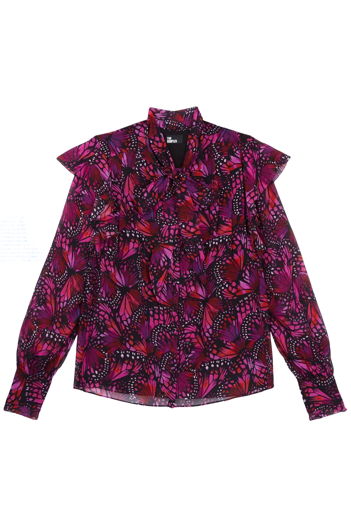 ML BUTTONED TOP WITH LAVALIERE COLLAR PINK 1