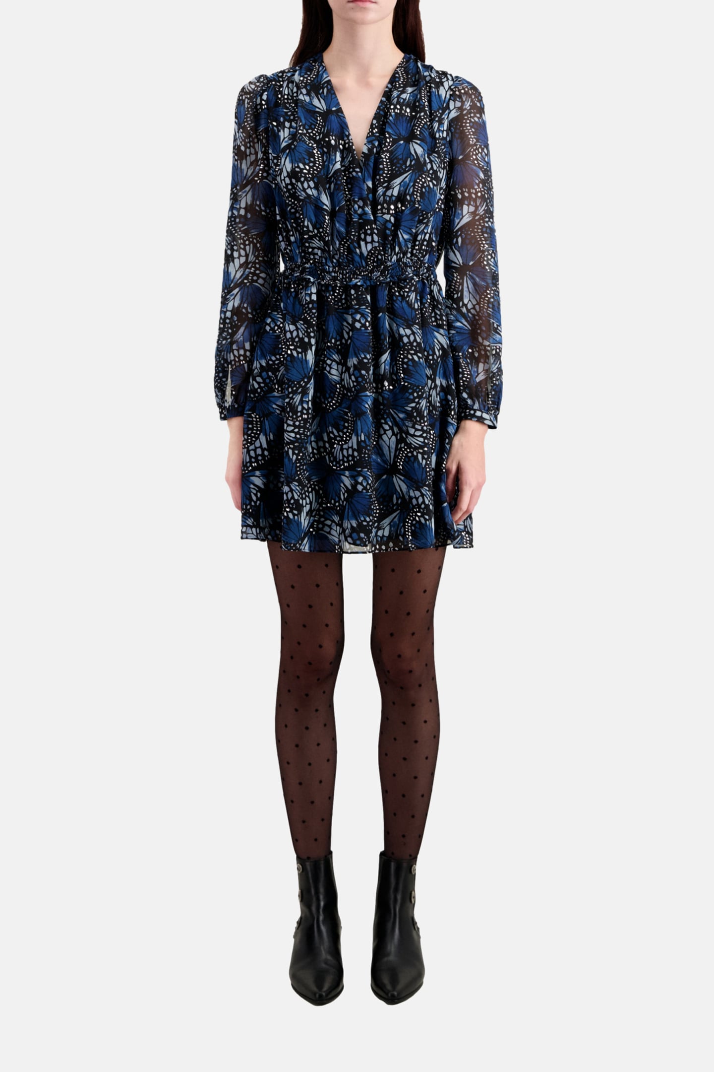 SHORT FOIL WRAP DRESS BLUE 2