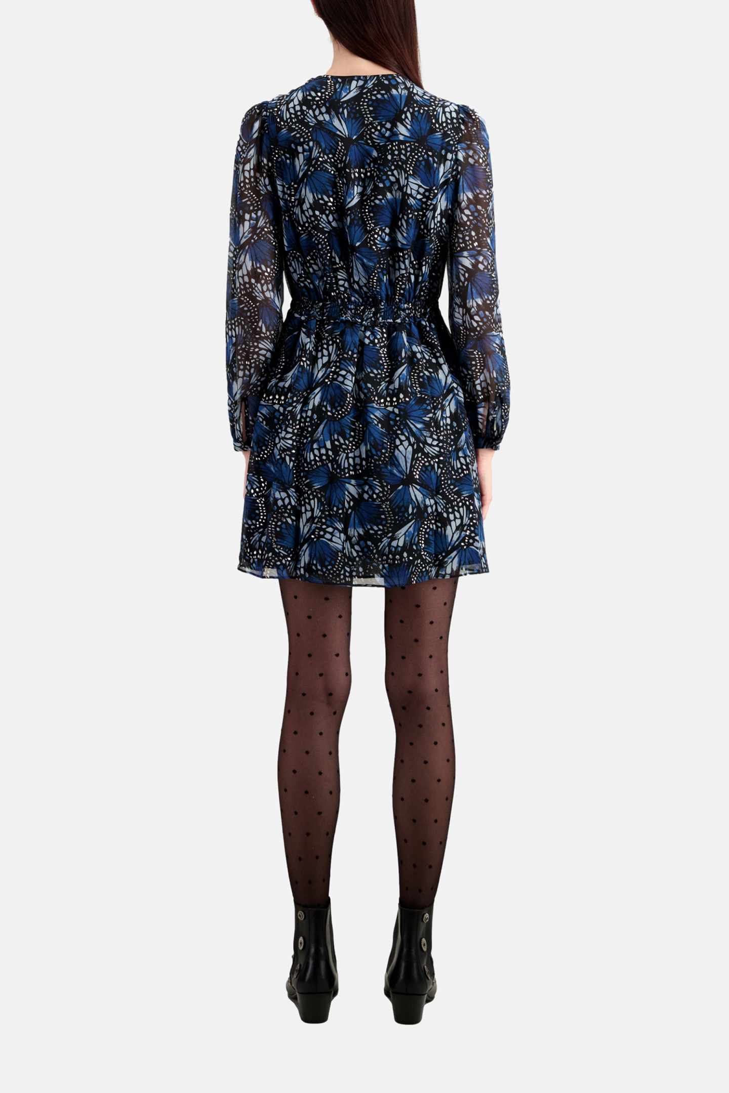 SHORT FOIL WRAP DRESS BLUE 3