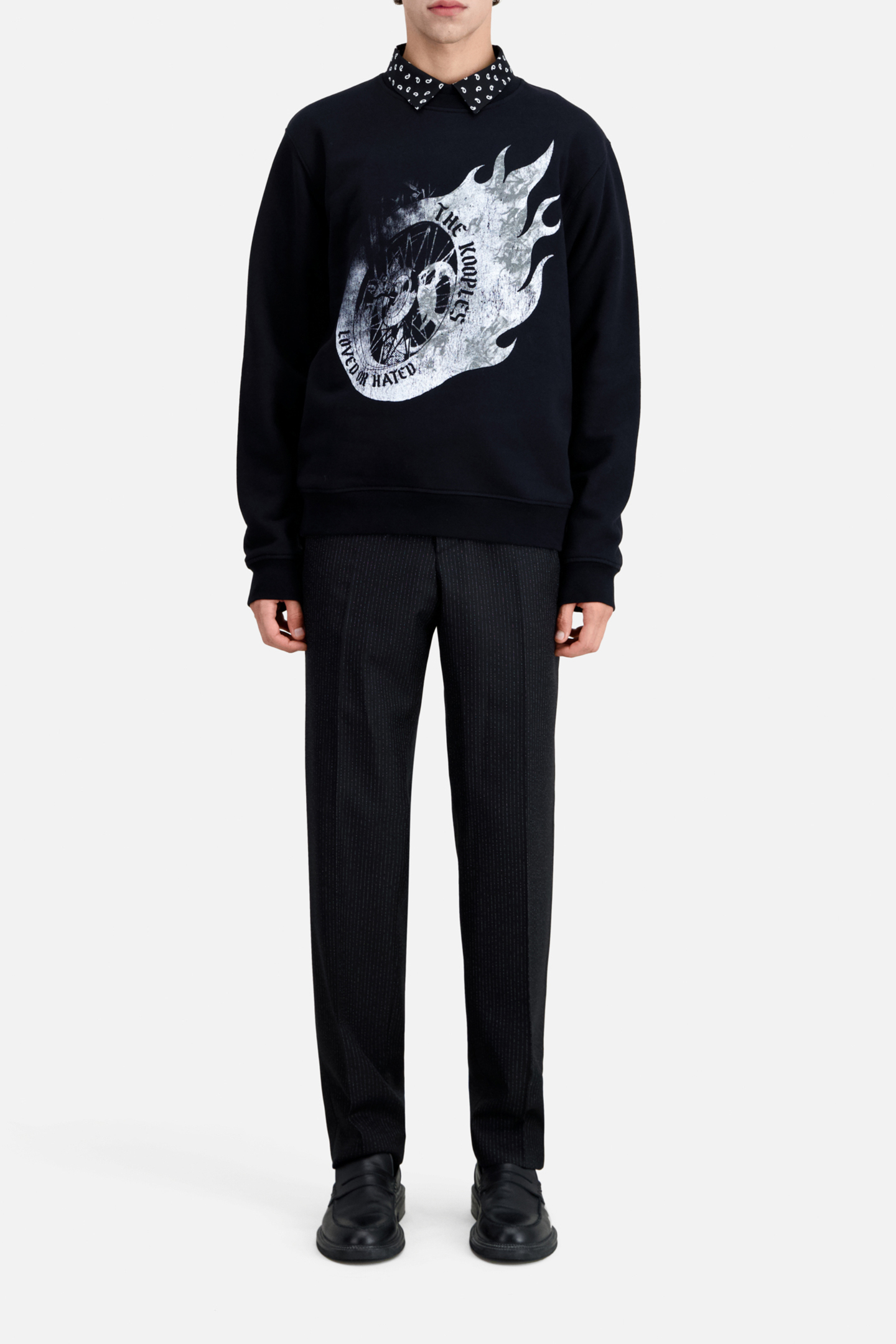 SWEATSHIRT WITH WHEEL AND FLAMES PRINT BLACK 2