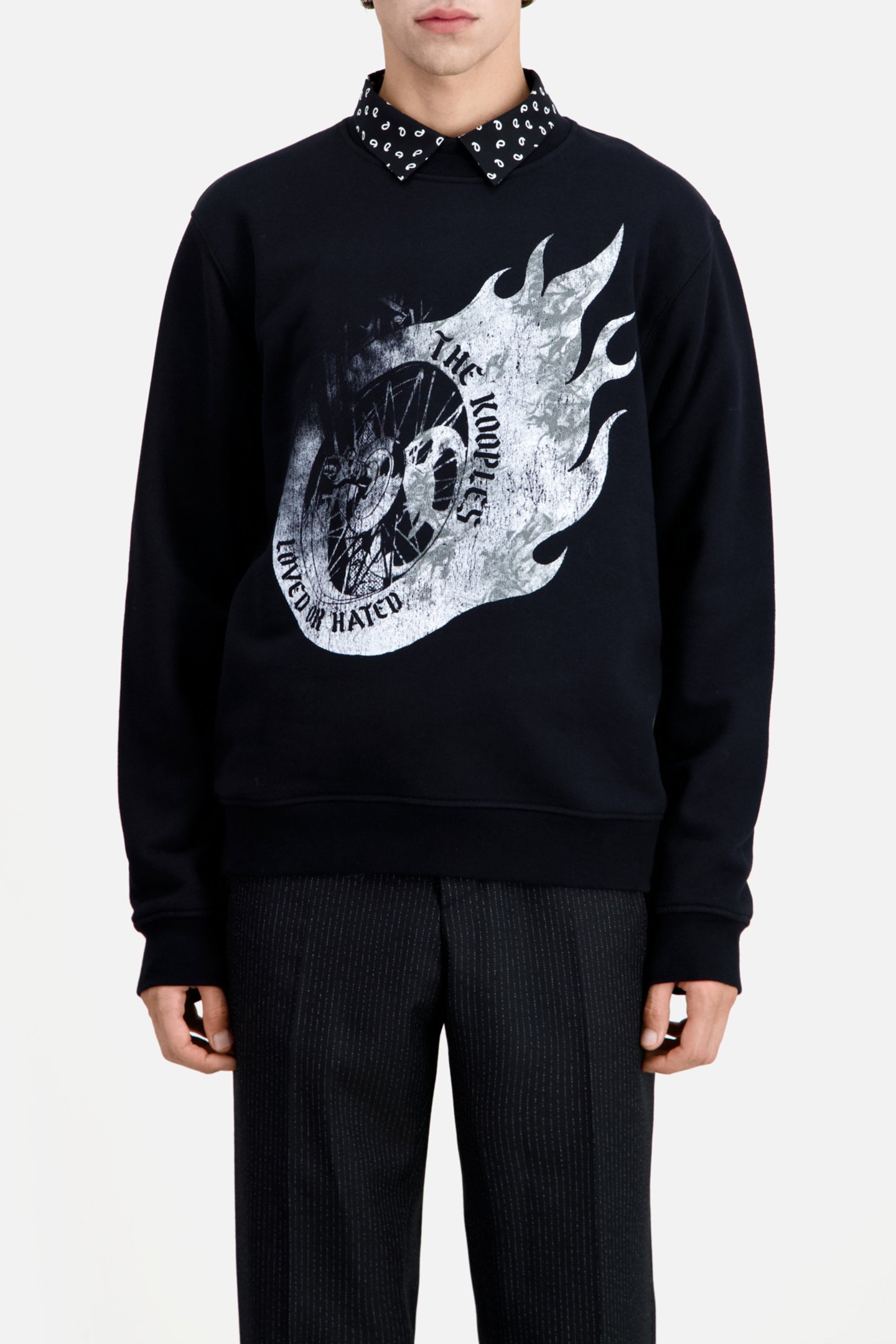 SWEATSHIRT WITH WHEEL AND FLAMES PRINT BLACK 1