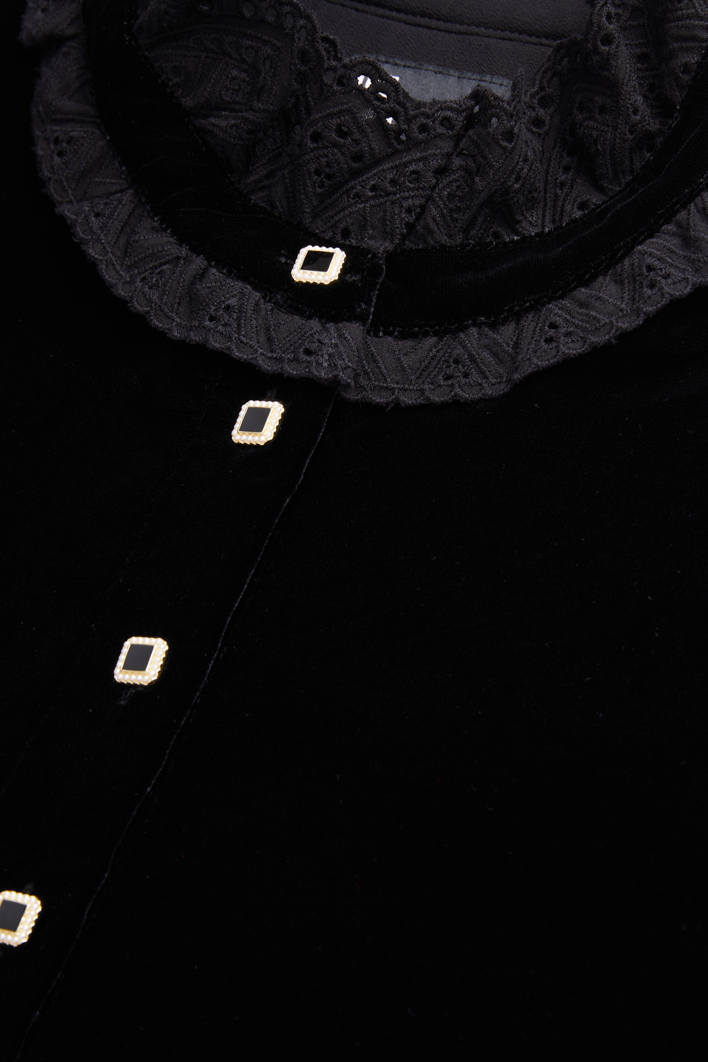 SHORT DRESS ML COLLAR WITH BRODERIE ENGLISE BLACK 2