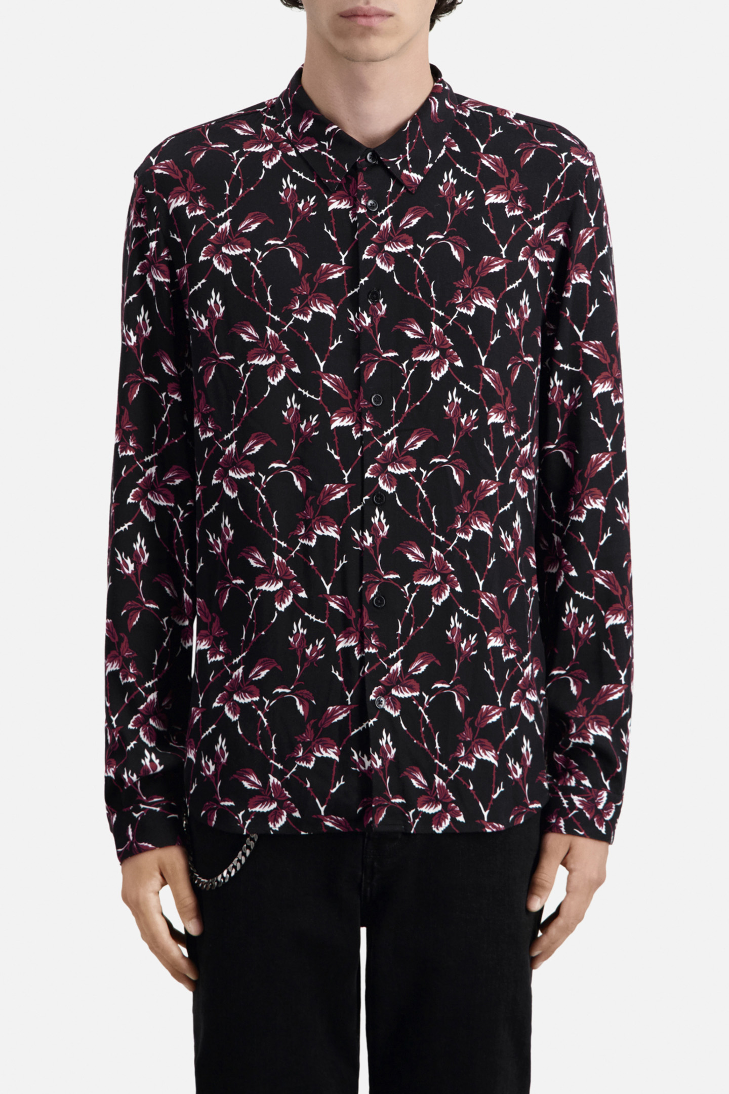 LONG SLEEVE SHIRT BLACK-BURGUNDY 1