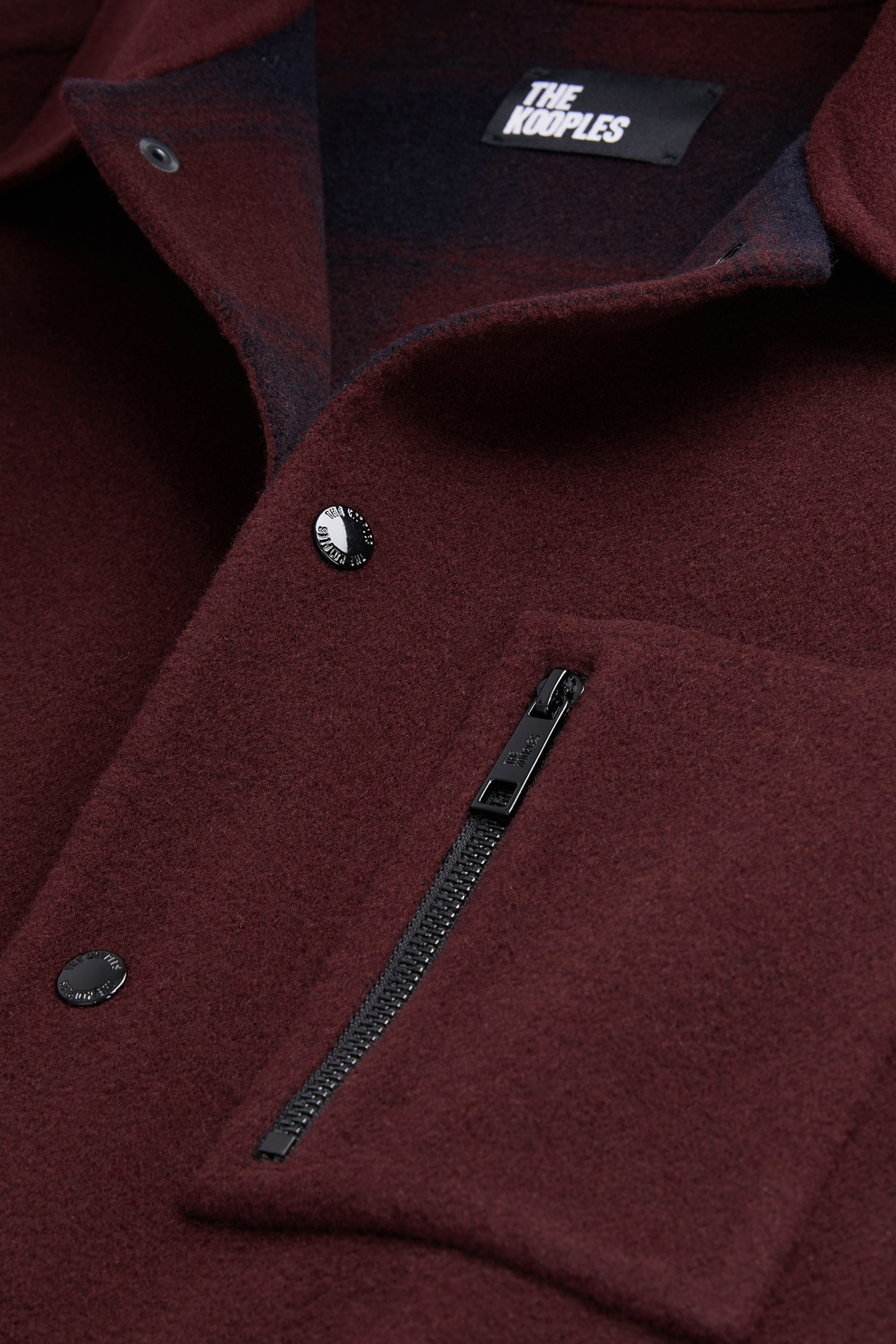 DOUBLE-SIDED WOOL JACKET WITH CHECKED INSIDE BORDEAUX/NAVY 5