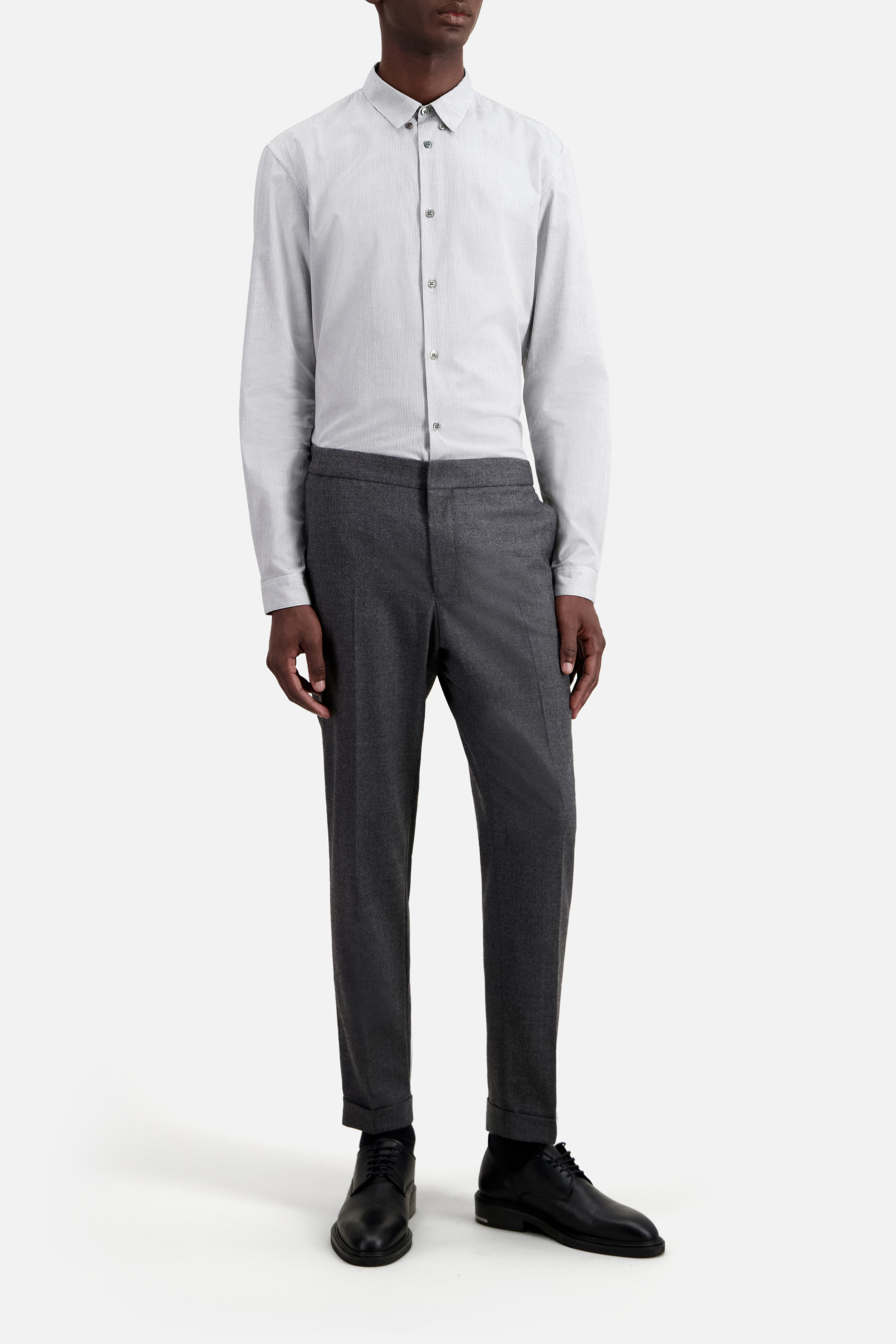 SEMI-ELASTIC FLANNEL SUIT TROUSERS GREY 5