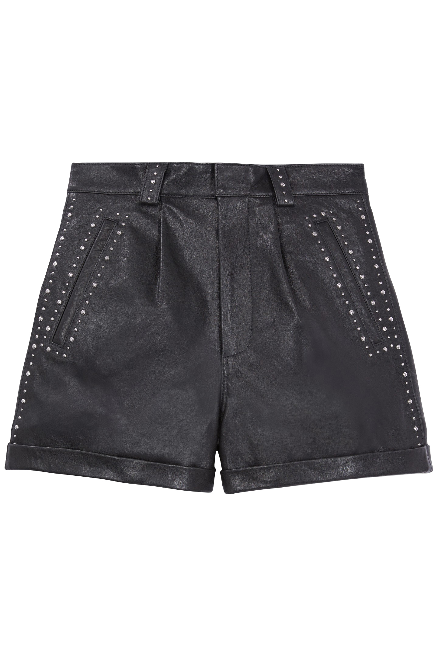 LEATHER SHORTS WITH STUD DETAILS BLACK 4
