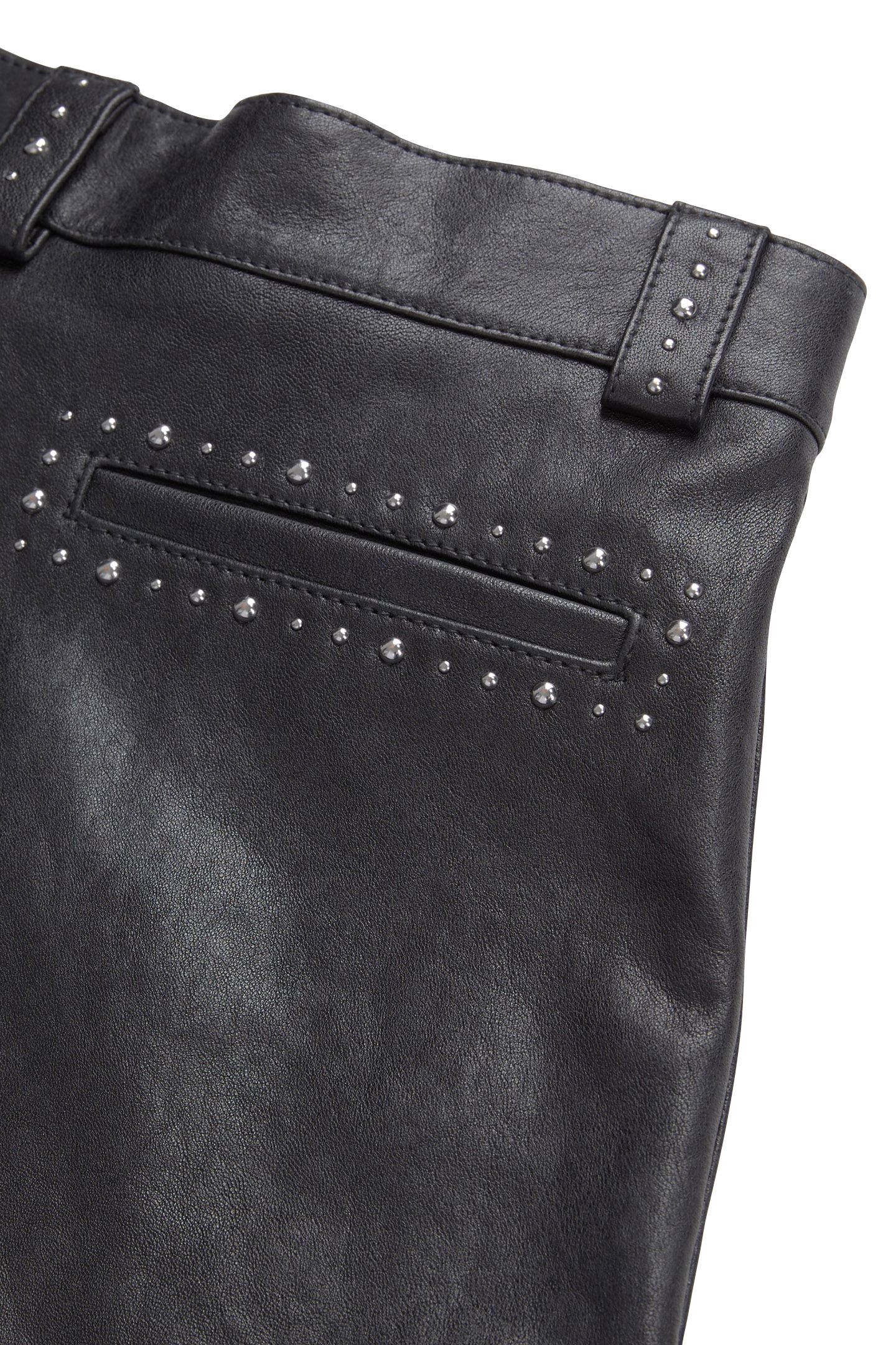 LEATHER SHORTS WITH STUD DETAILS BLACK 5