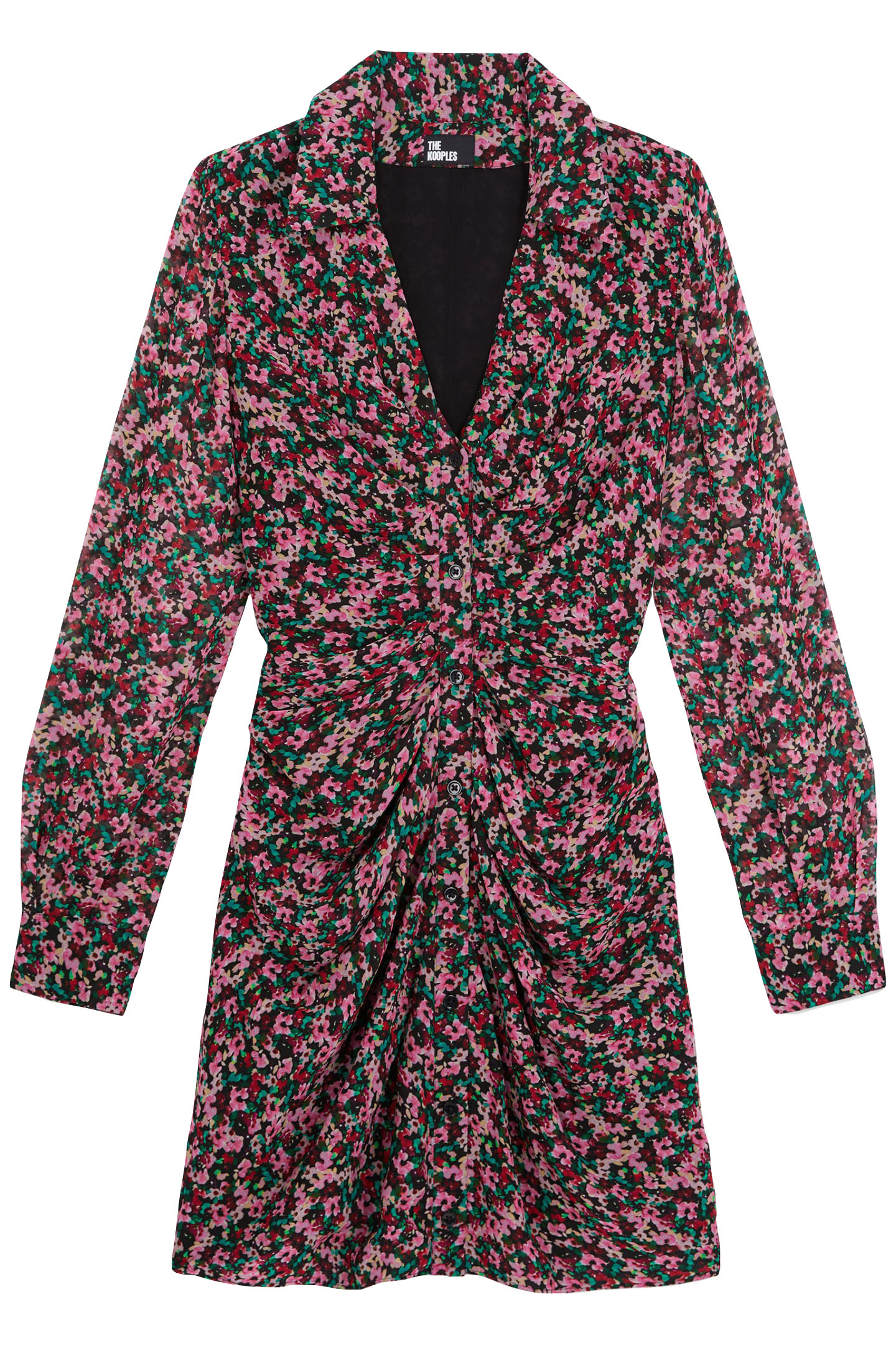 SHORT BUTTONED DRAPED DRESS MULTICOLOR 4