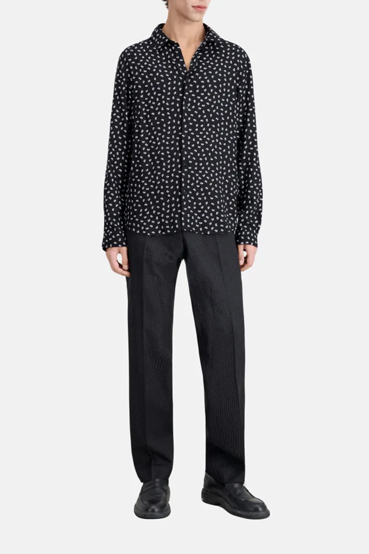 LONG SLEEVE SHIRT WITH CLASSIC COLLAR BLACK WHITE 2