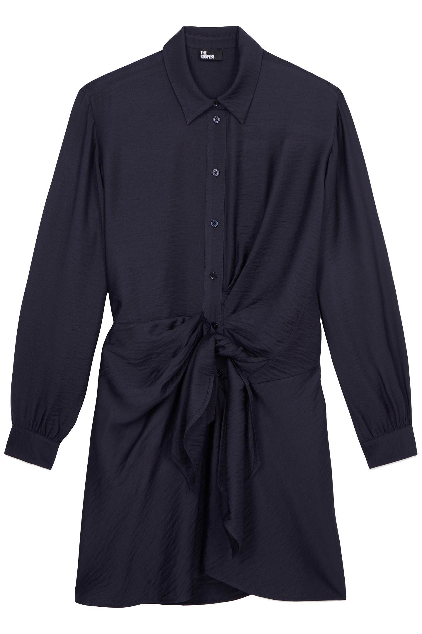 LONG-SLEEVED TIE-UP SHIRT DRESS NAVY 4