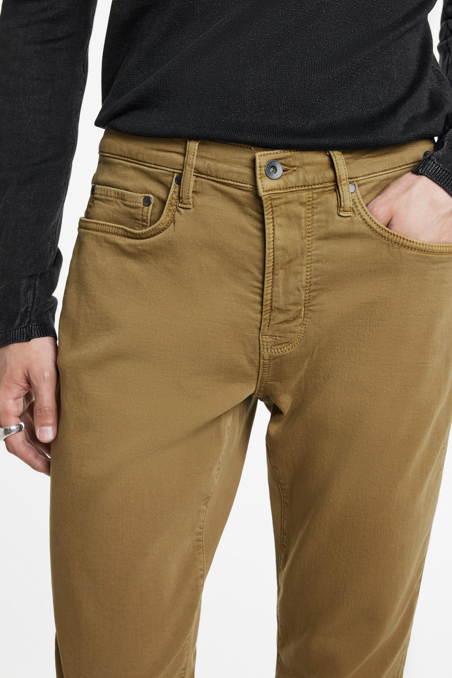 SLIM FIT WINTER GARMENT DYED DENIM LT BROWN 3