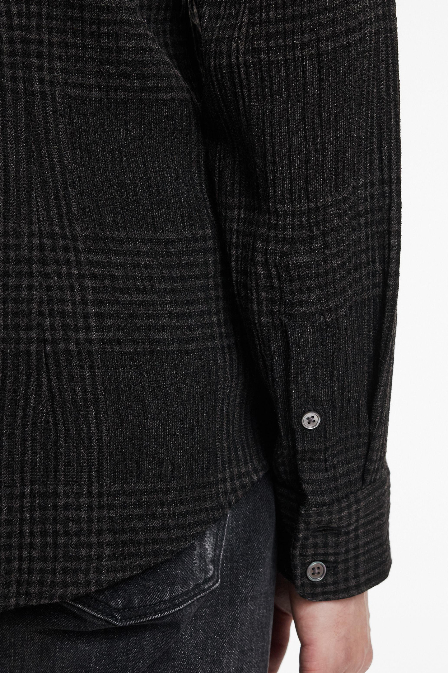 SLIM FIT SPORT SHIRT WITHSHANK BUTTONS A EBONY 3