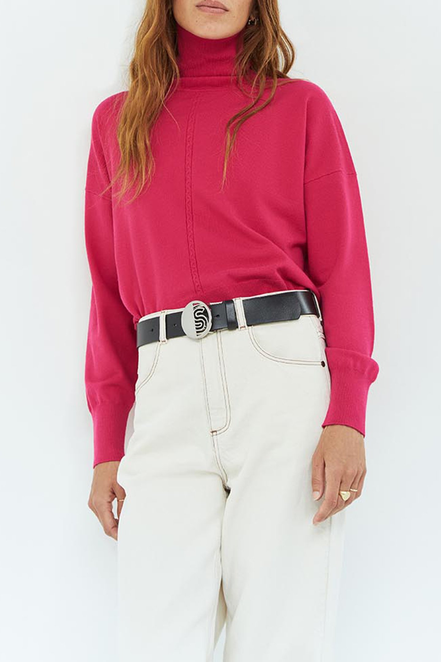 AGREE _ BLACK LEATHER BELT WITH ART DECO BUCKLE 1