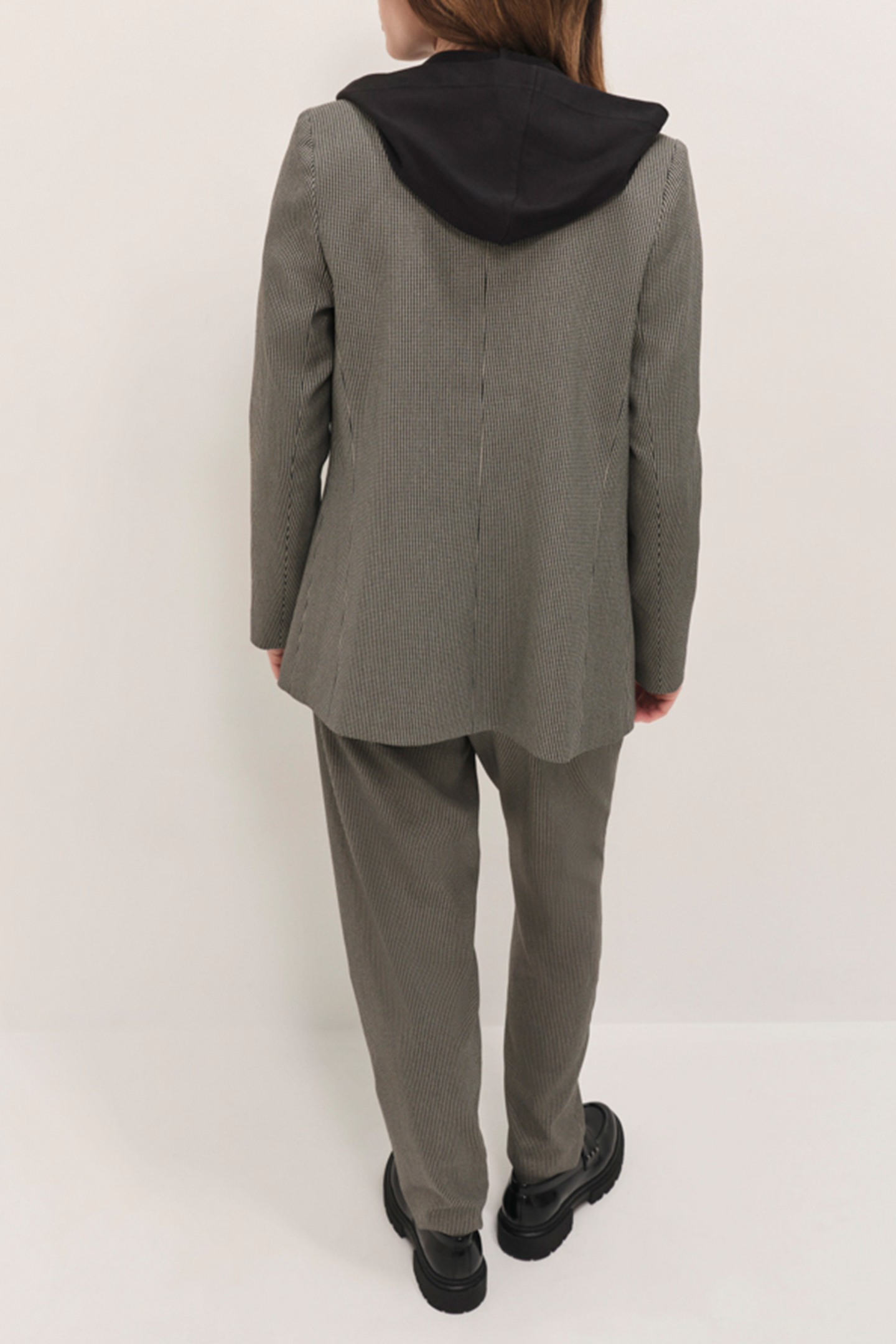 VITO - BLACK PINSTRIPE SUIT JACKET WITH REMOVABLE HOODED COL 4