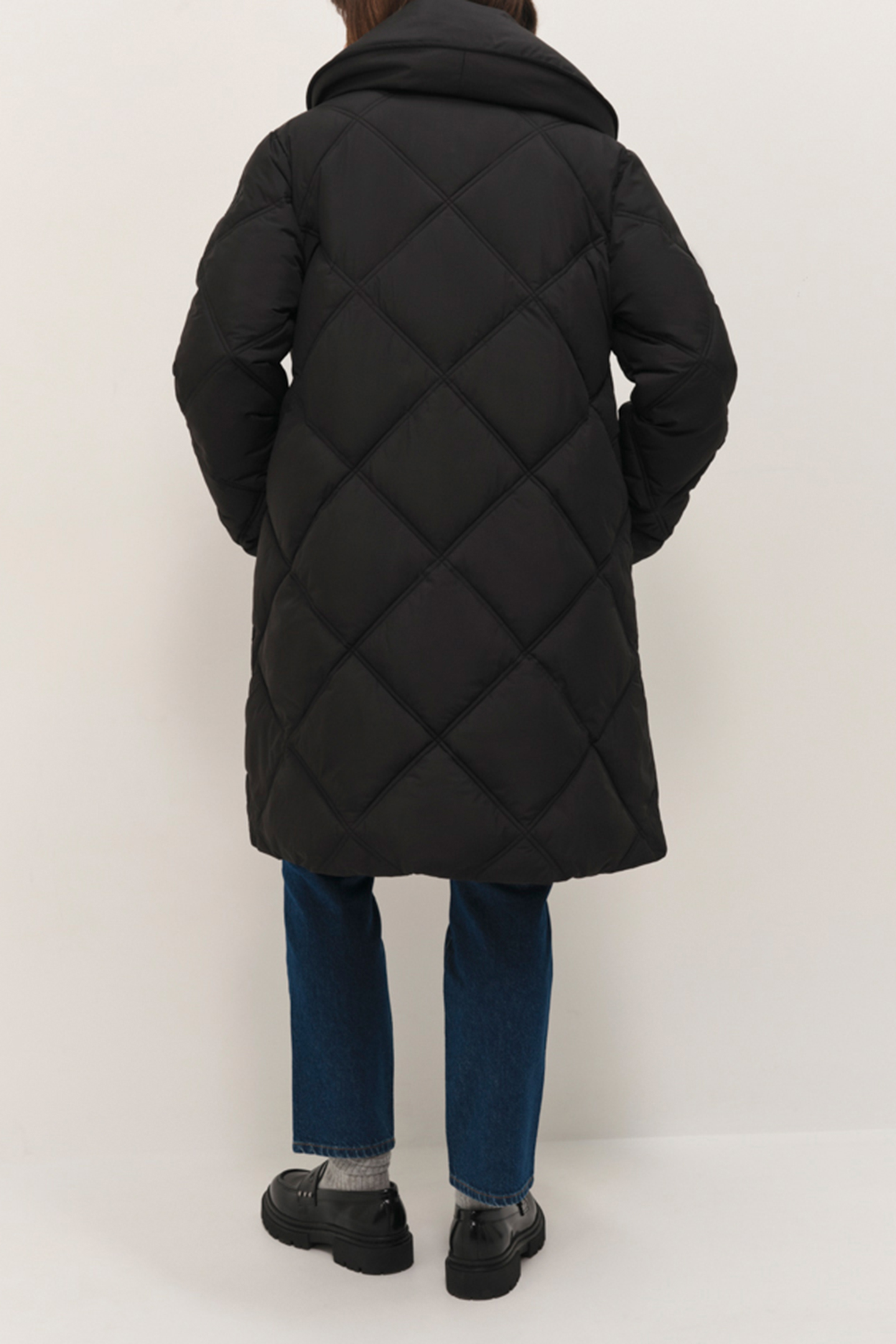 DROP - BLACK DOWN JACKET WITH SHAWL COLLAR DUPONT™ SORONA 3