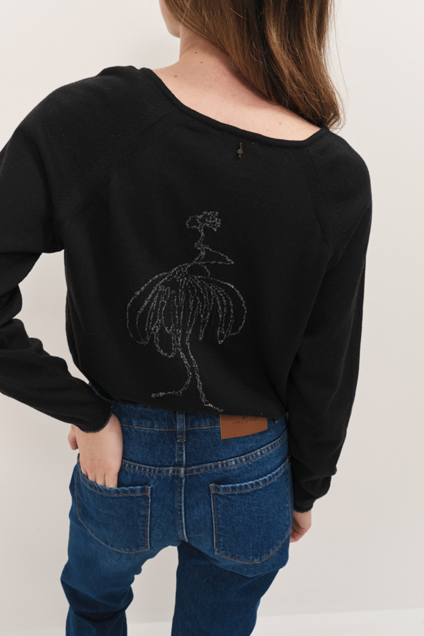 TOWSVILLE - BLACK FANCY KNIT SWEATER WITH LUREX INTARSIA DAN 2