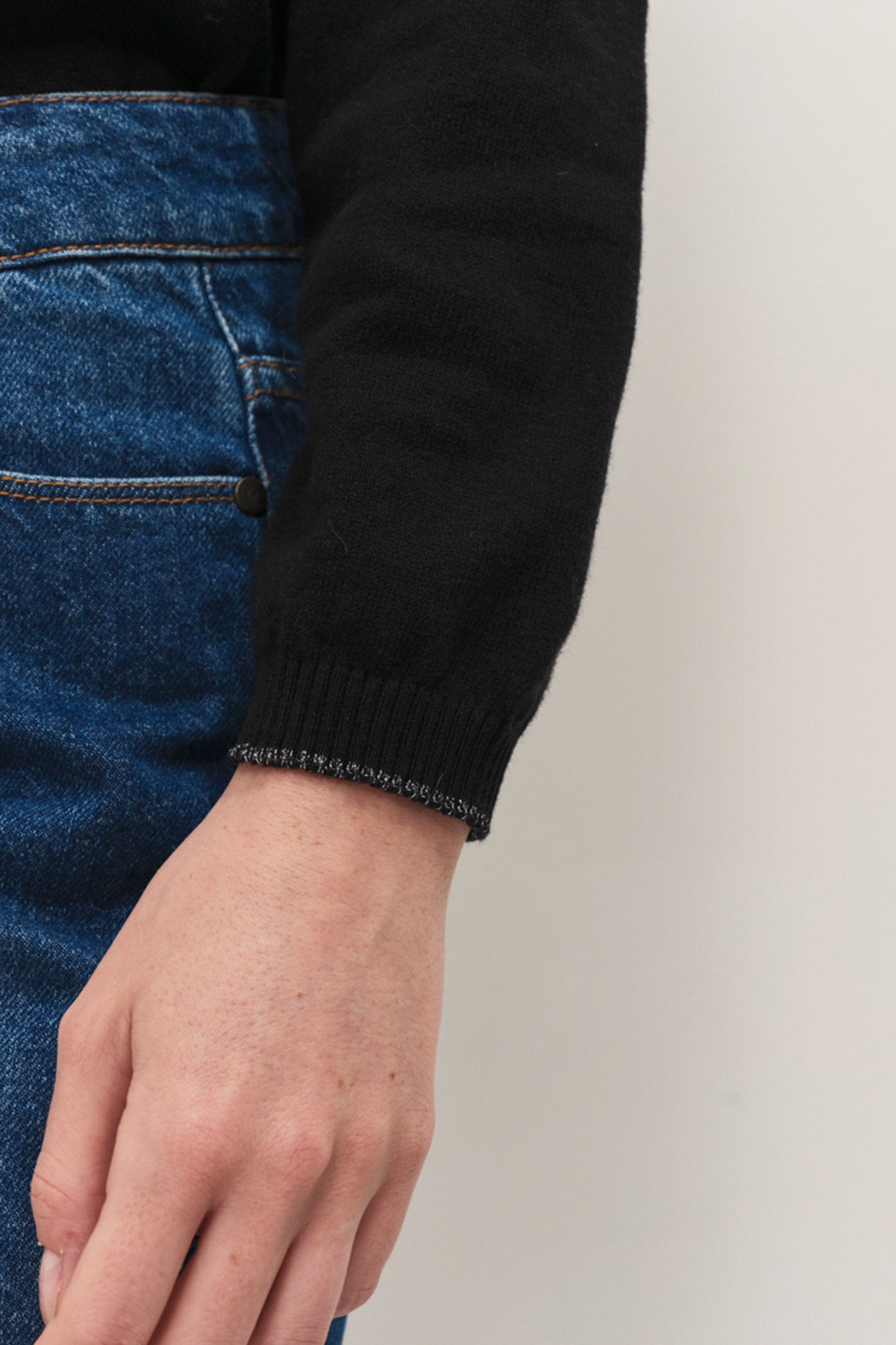 TOWSVILLE - BLACK FANCY KNIT SWEATER WITH LUREX INTARSIA DAN 3