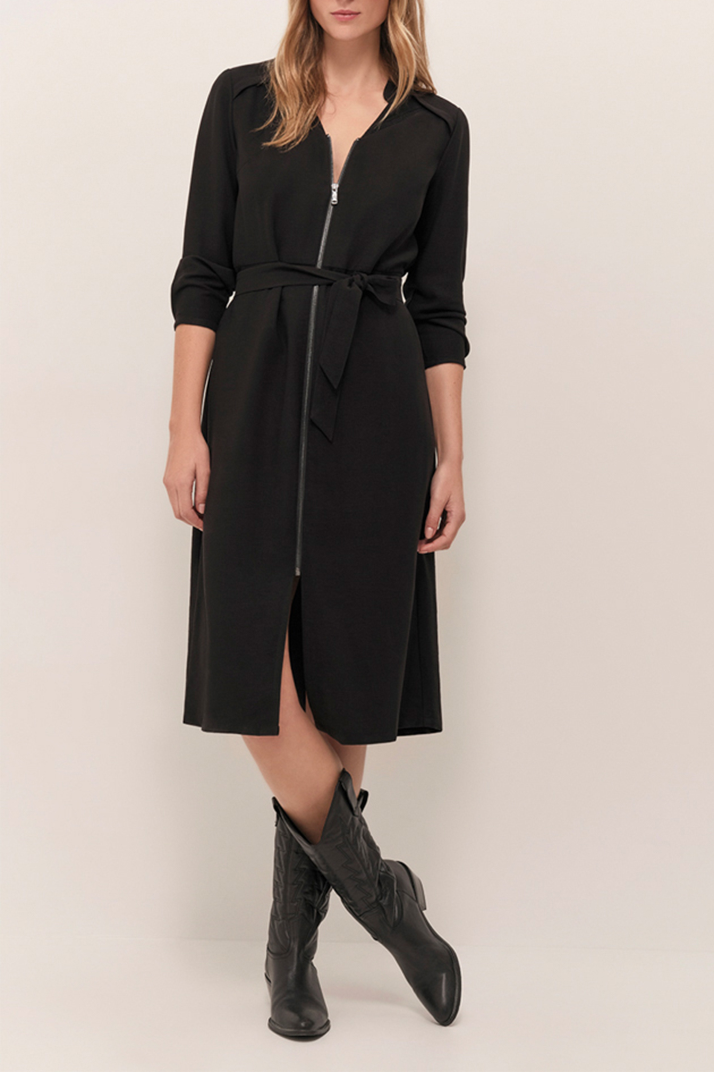 RICHY - BLACK MIDI DRESS WITH ZIPPER 3