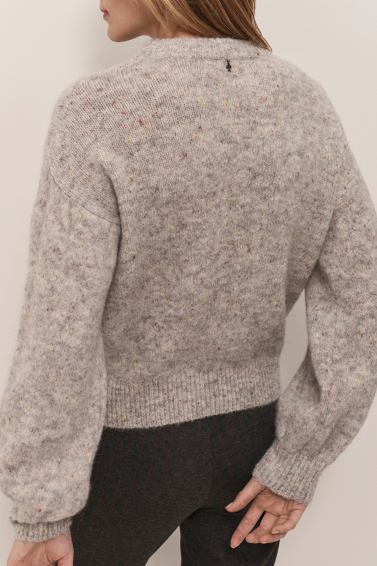 TAIPEI - HEATHER GRAY KNIT SWEATER WITH DOUBLE-KNIT FABRIC 2