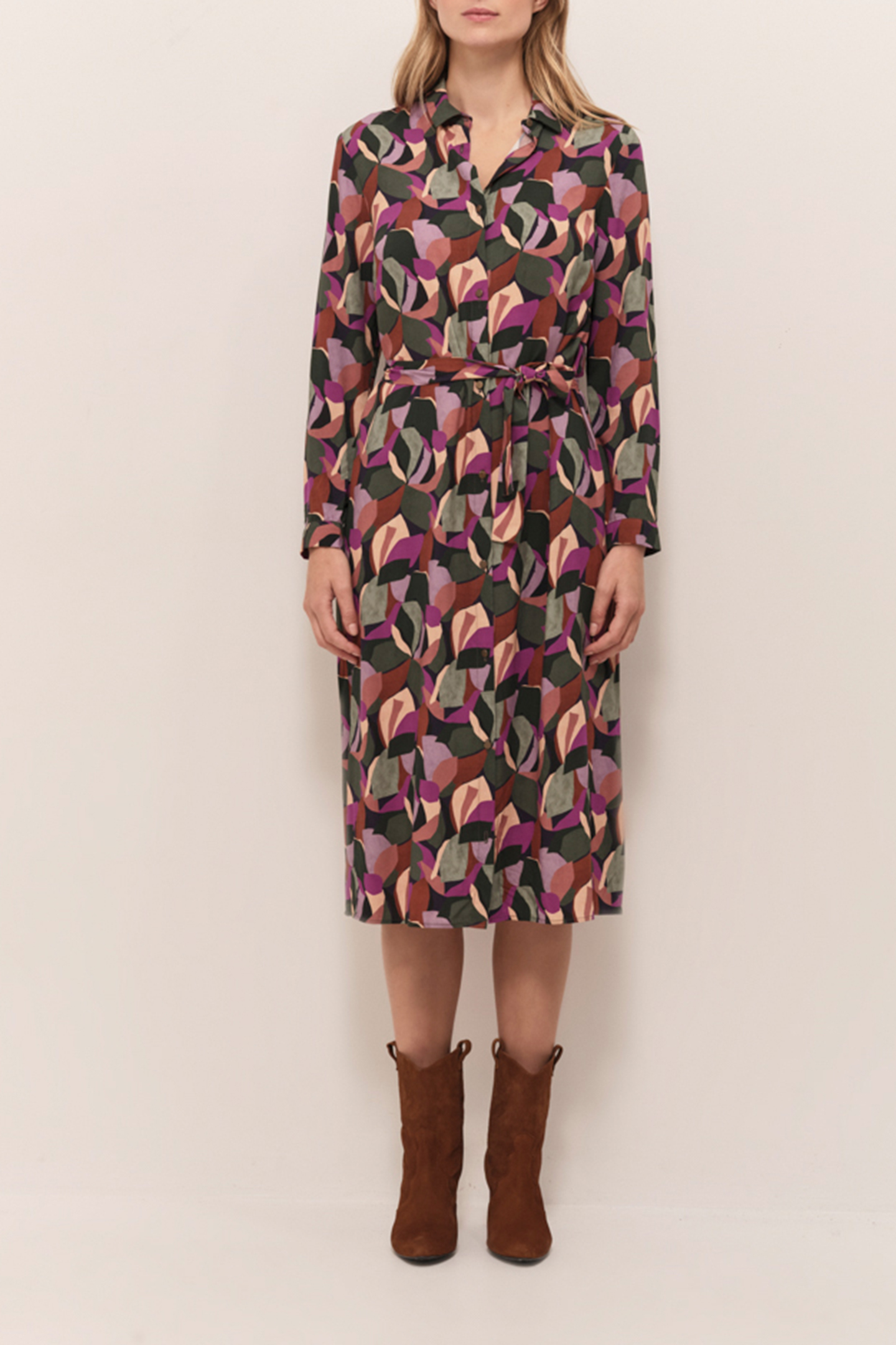 REGINA - SYCAMORE MIDI SHIRT DRESS WITH ARTY PRINT COLOR 2