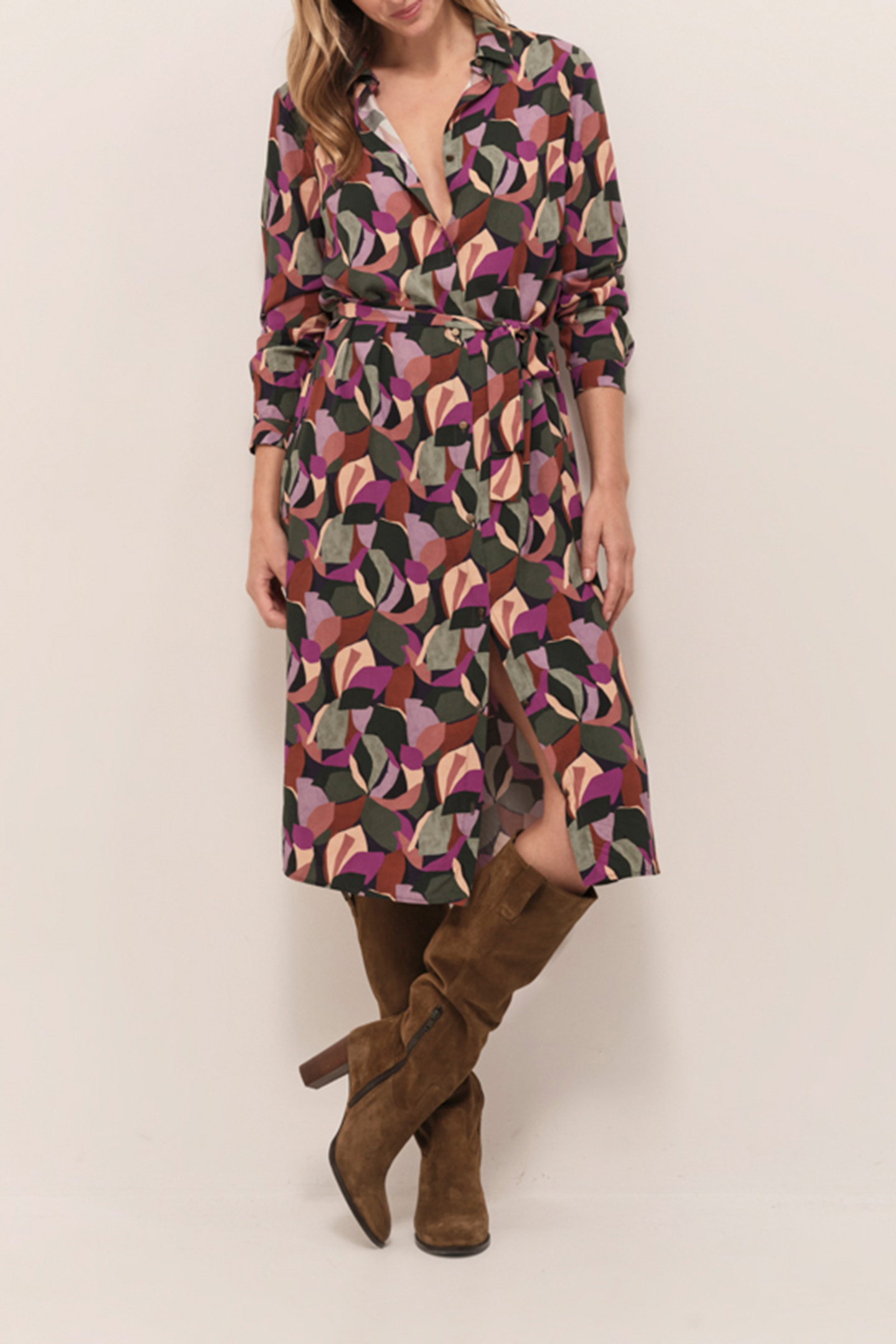 REGINA - SYCAMORE MIDI SHIRT DRESS WITH ARTY PRINT COLOR 4