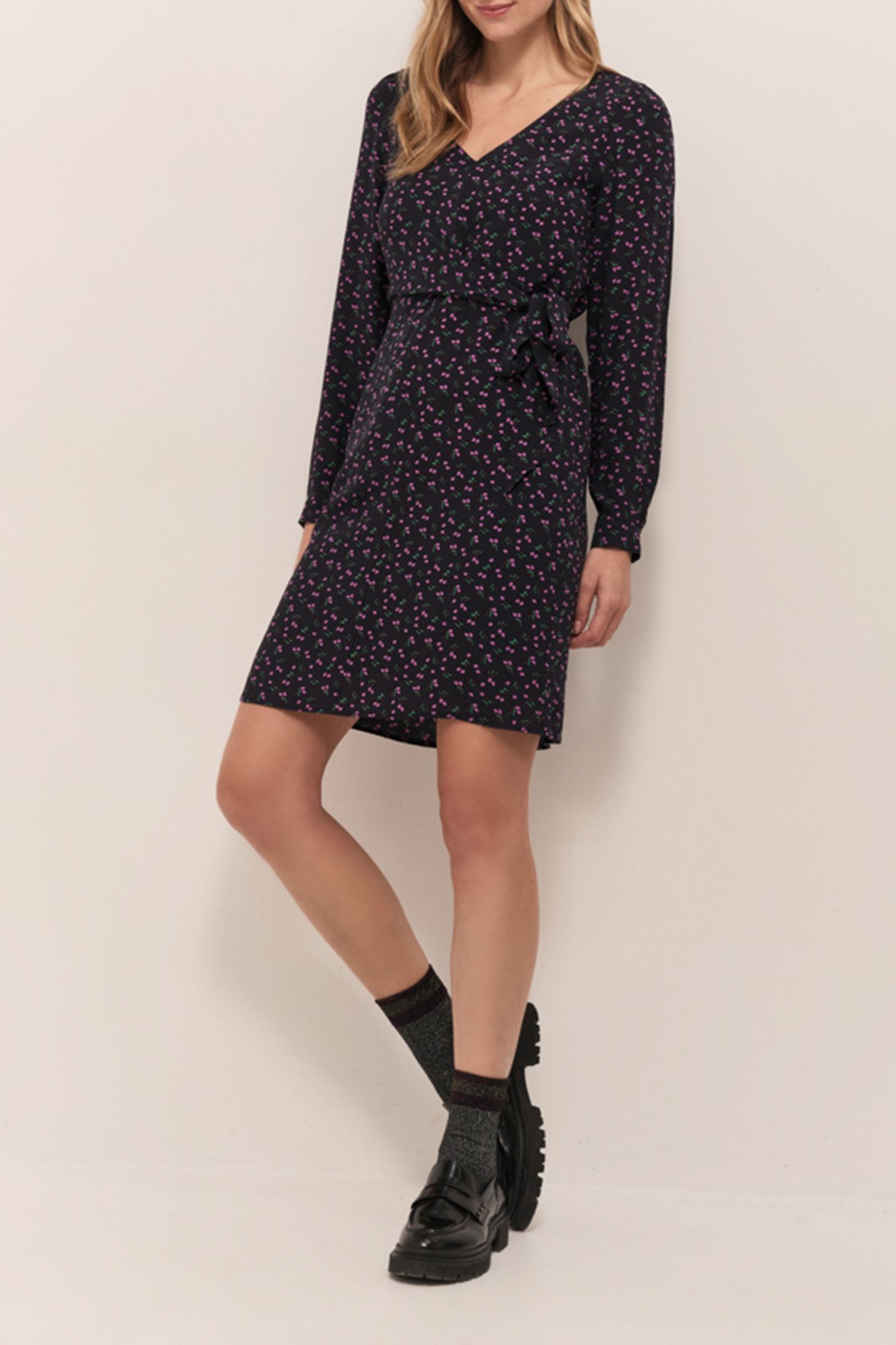 RAYA - NAVY LONG DRESS WITH ARTY FLORAL PRINT 3