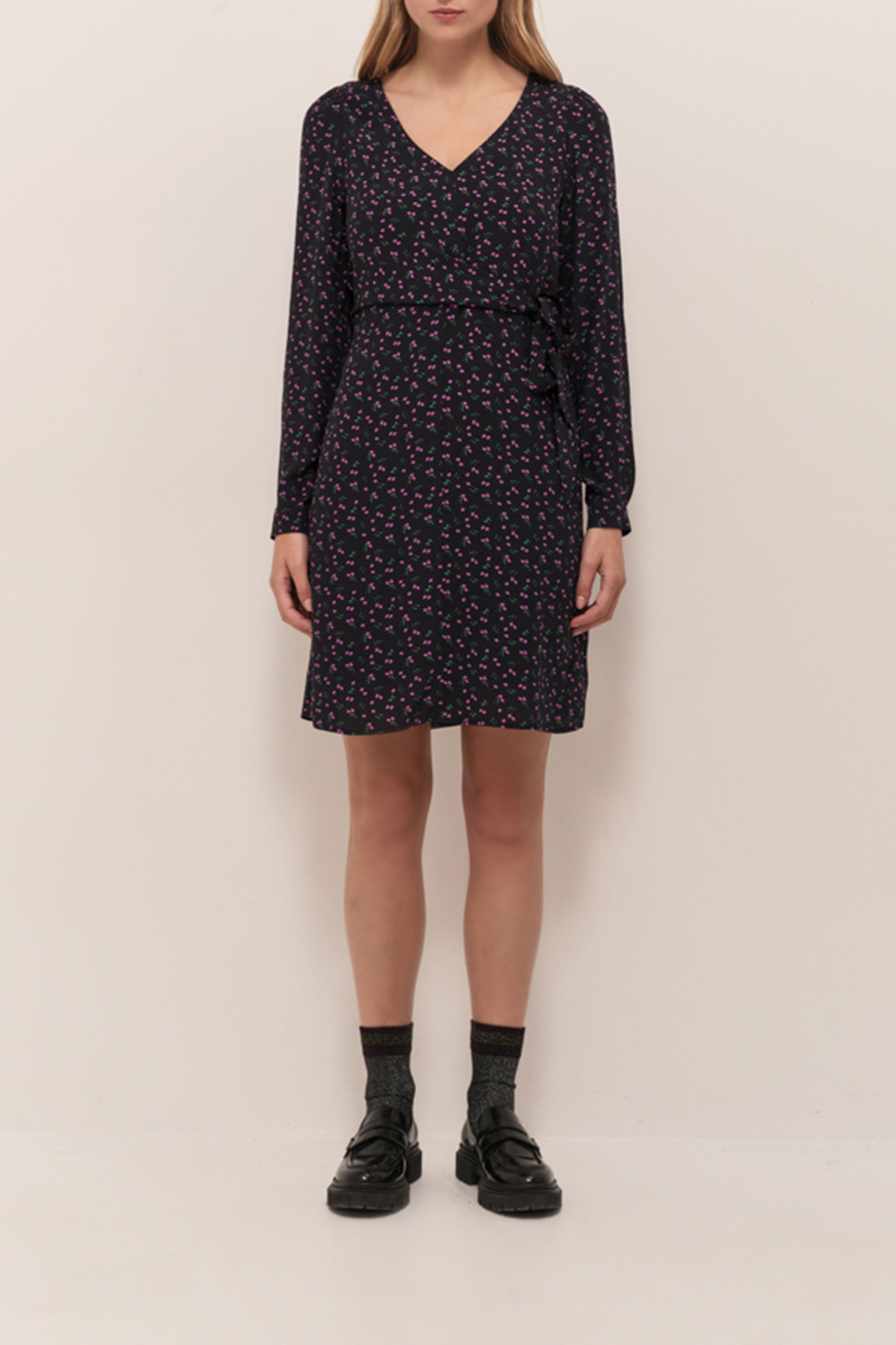 RAYA - NAVY LONG DRESS WITH ARTY FLORAL PRINT 2