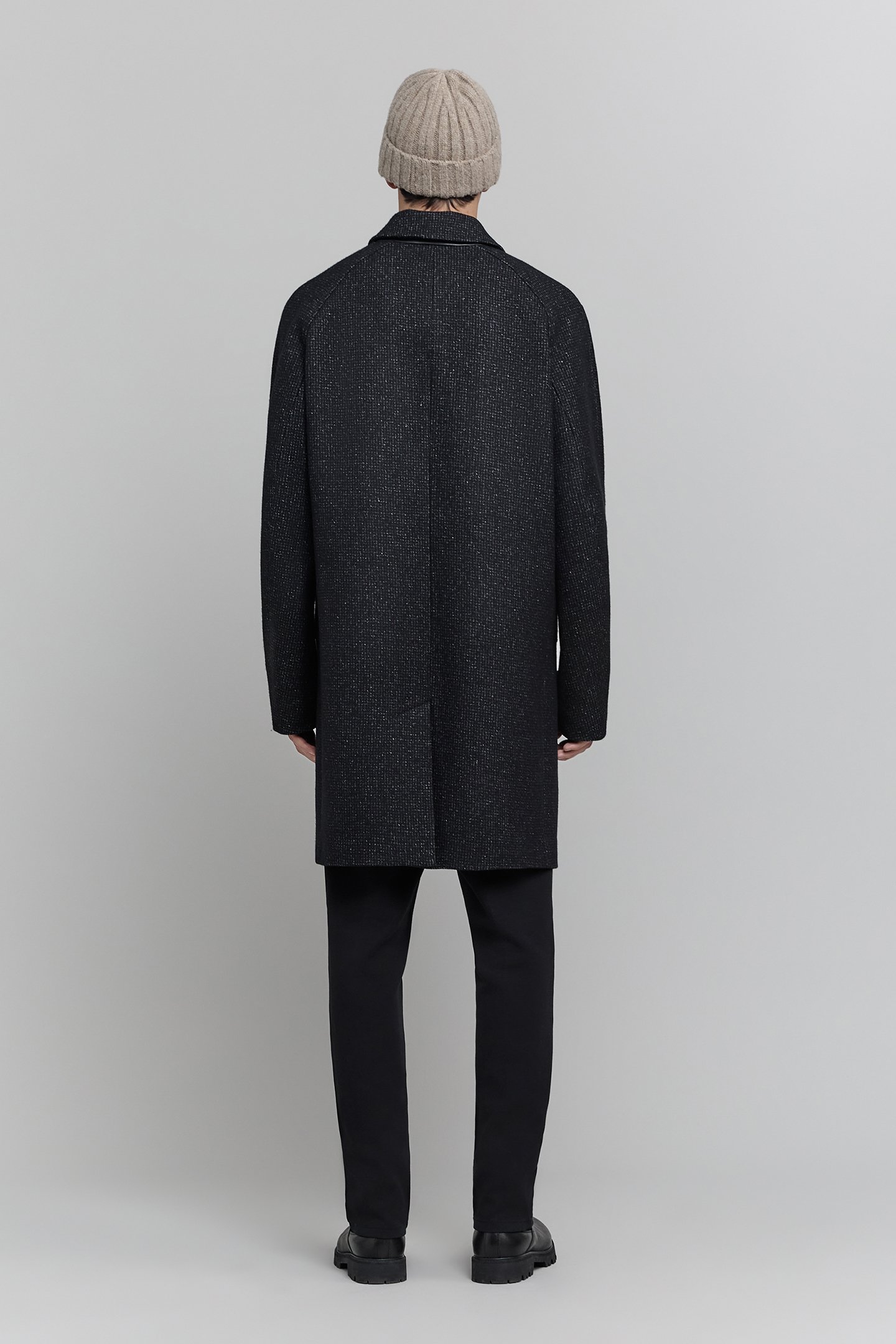 ANTHRACITE WOOL FAUX-PLAIN COAT 3
