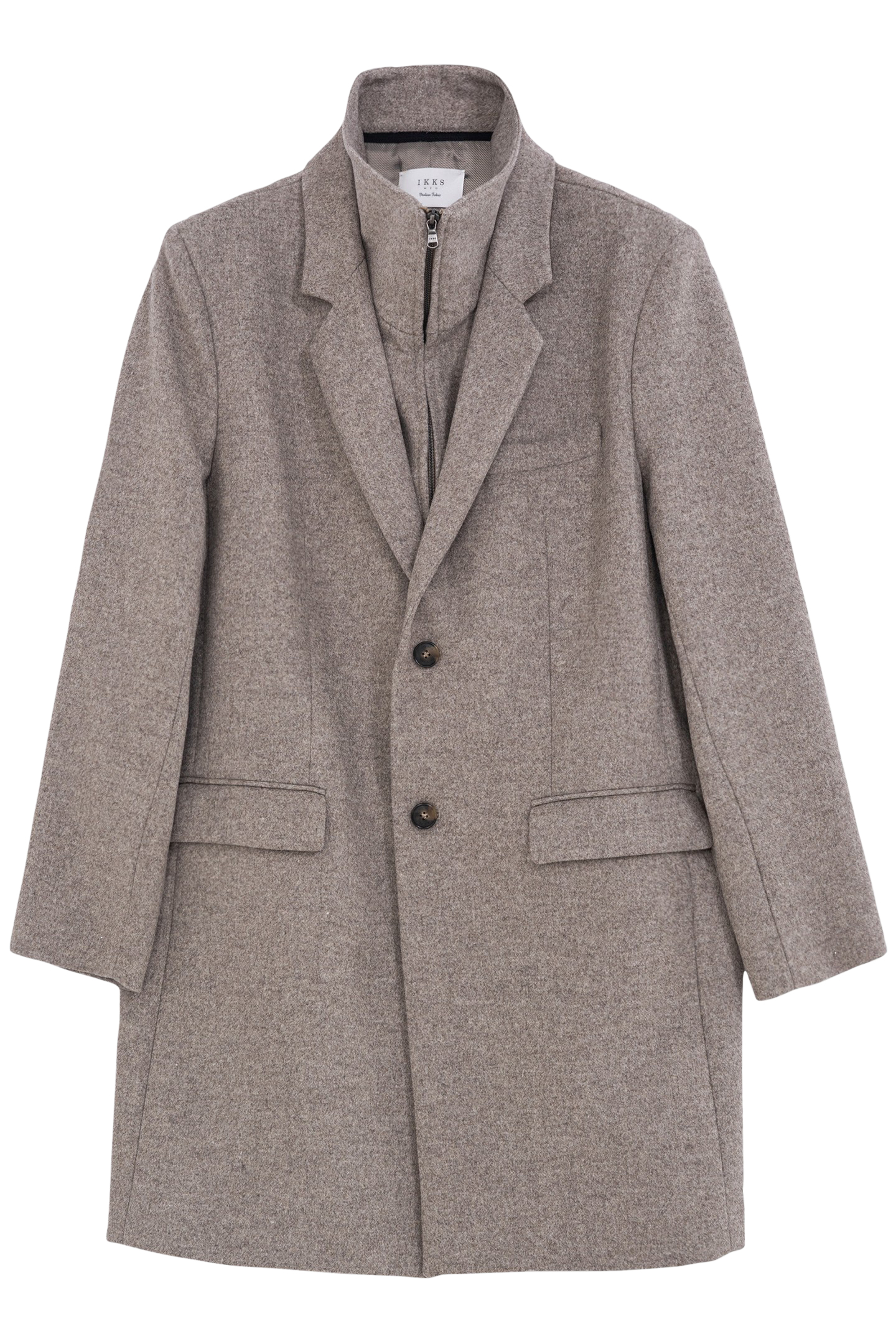 GREY WOOL COAT WITH REMOVABLE FACINGS 4